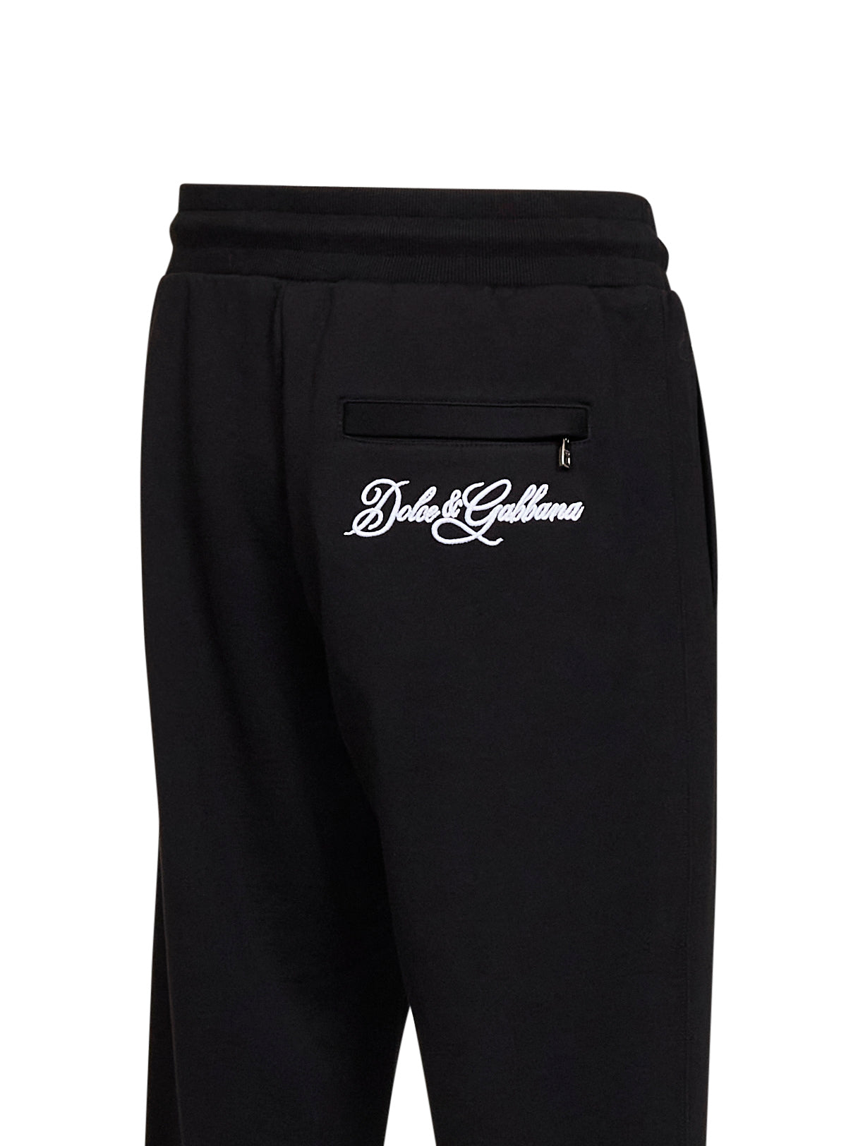Dolce & Gabbana Men Black Cotton Fleece Embroidered Sweatpants DOLCE & GABBANA