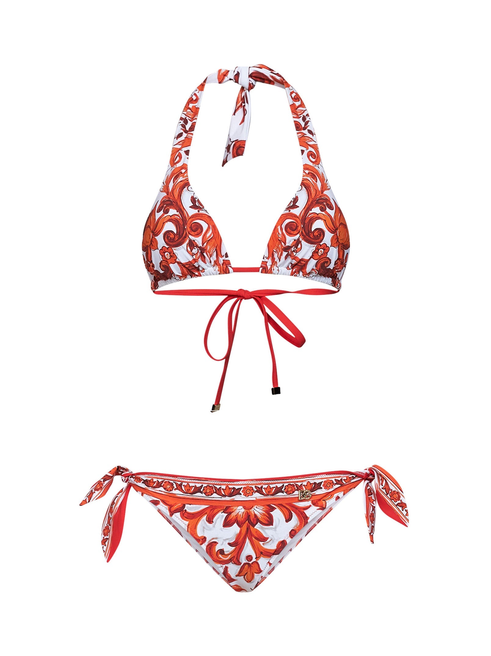 Dolce & Gabbana Women Orange Maiolica-Print Lycra Bikini DOLCE & GABBANA