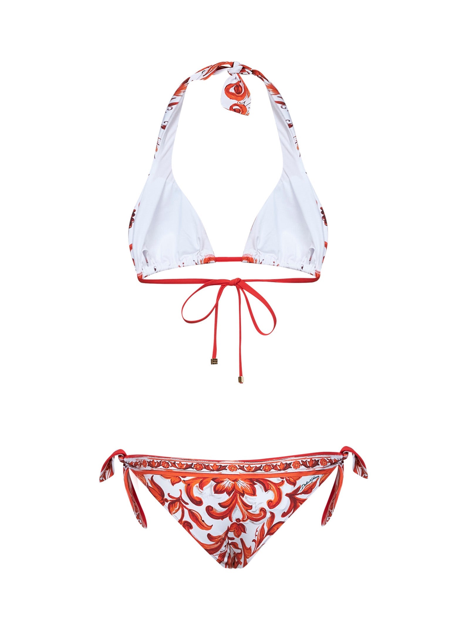Dolce & Gabbana Women Orange Maiolica-Print Lycra Bikini DOLCE & GABBANA