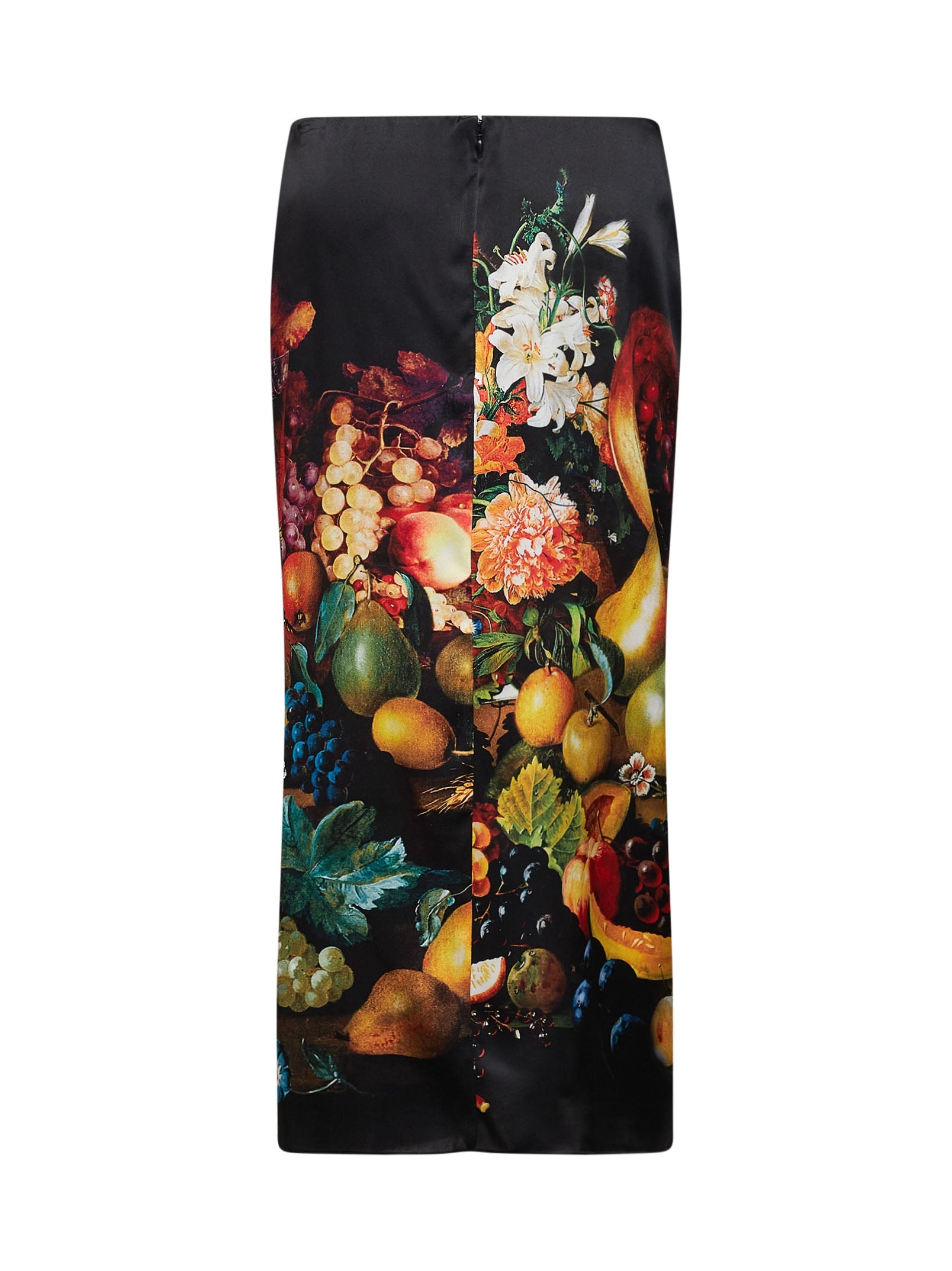 Dries Van Noten Women Black Flemish Painting-Print Silk Suma Draped Skirt DRIES VAN NOTEN