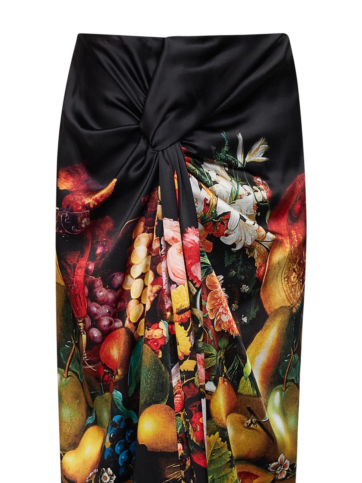 Dries Van Noten Women Black Flemish Painting-Print Silk Suma Draped Skirt DRIES VAN NOTEN