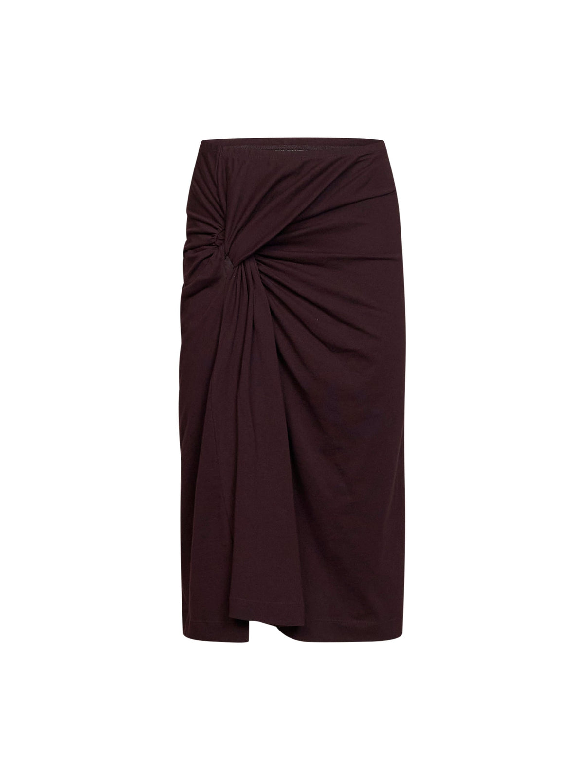 Dries Van Noten Women Burgundy Cotton Jersey Hemellana Twisted Midi Skirt DRIES VAN NOTEN