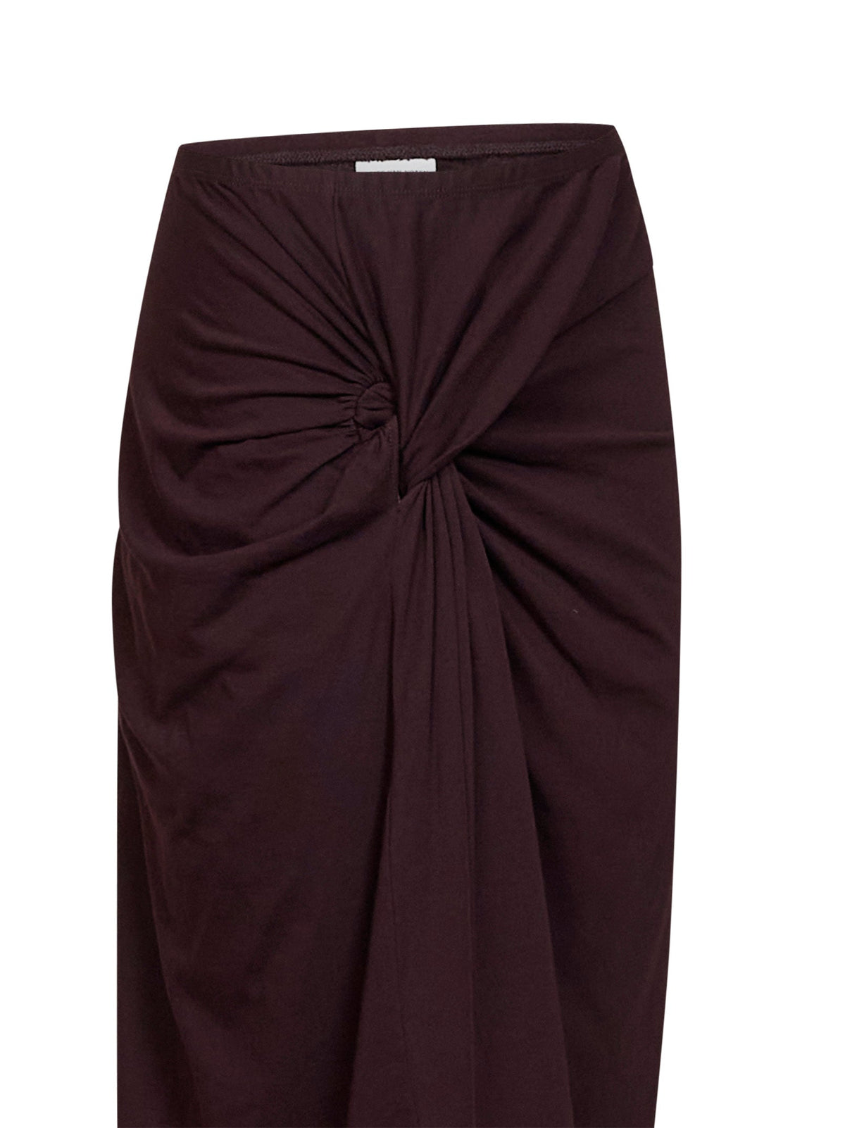 Dries Van Noten Women Burgundy Cotton Jersey Hemellana Twisted Midi Skirt DRIES VAN NOTEN