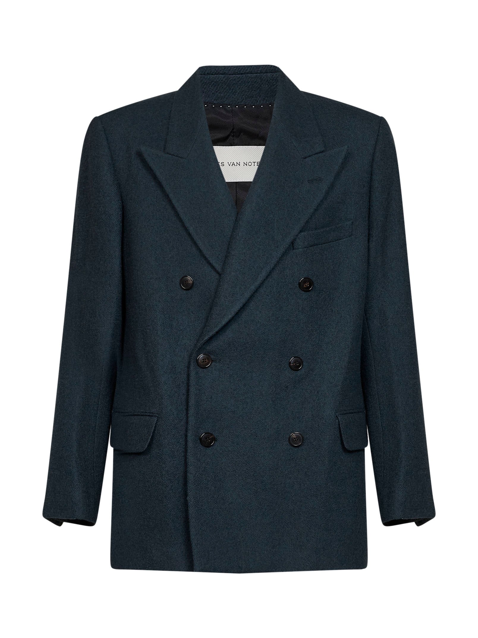 Dries Van Noten Men Bottle Green Wool Cloth Bosier Double-Breasted Jacket DRIES VAN NOTEN