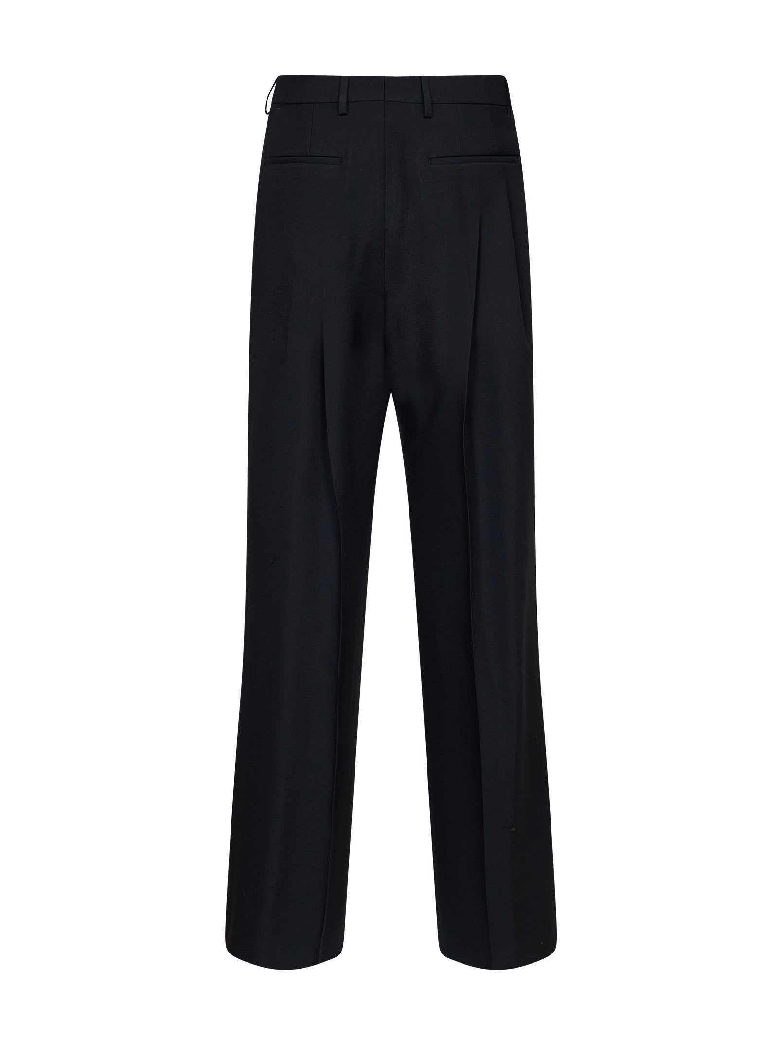 Dries Van Noten Men Black Wool Panrom Double-Pleat Straight-Leg Trousers DRIES VAN NOTEN