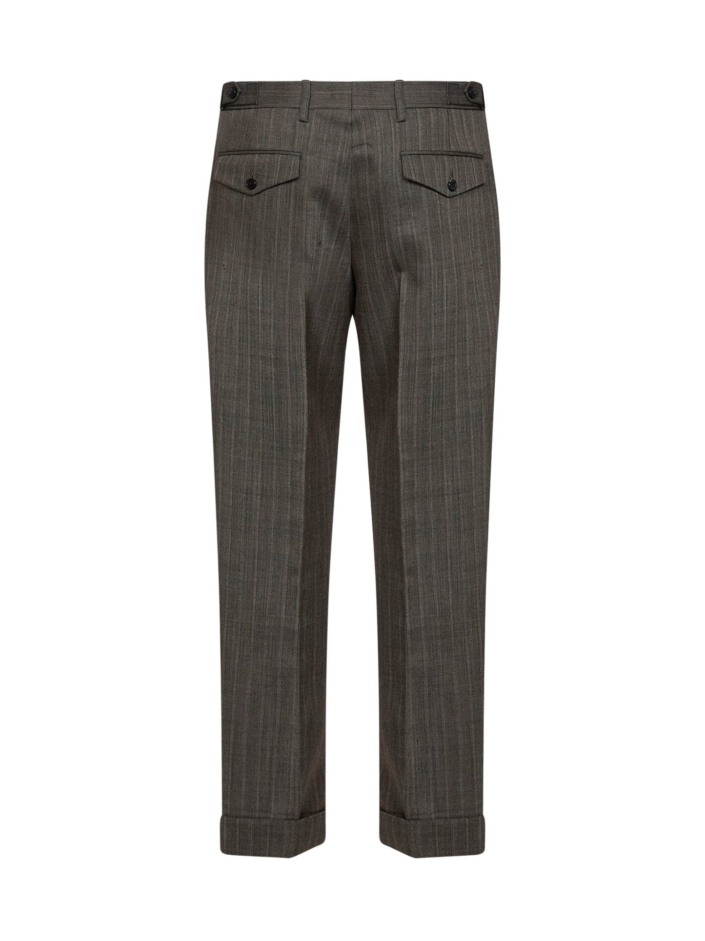 Dries Van Noten Men Cement Chevron Wool Philip Tailored Trousers DRIES VAN NOTEN