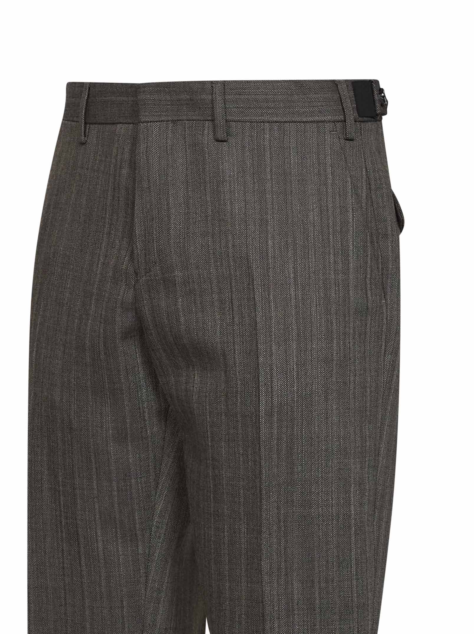 Dries Van Noten Men Cement Chevron Wool Philip Tailored Trousers DRIES VAN NOTEN