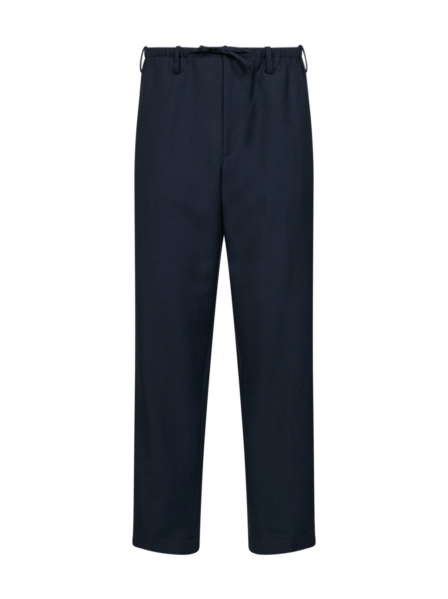 Dries Van Noten Men Navy Blue Wool Penny Straight-Leg Trousers DRIES VAN NOTEN