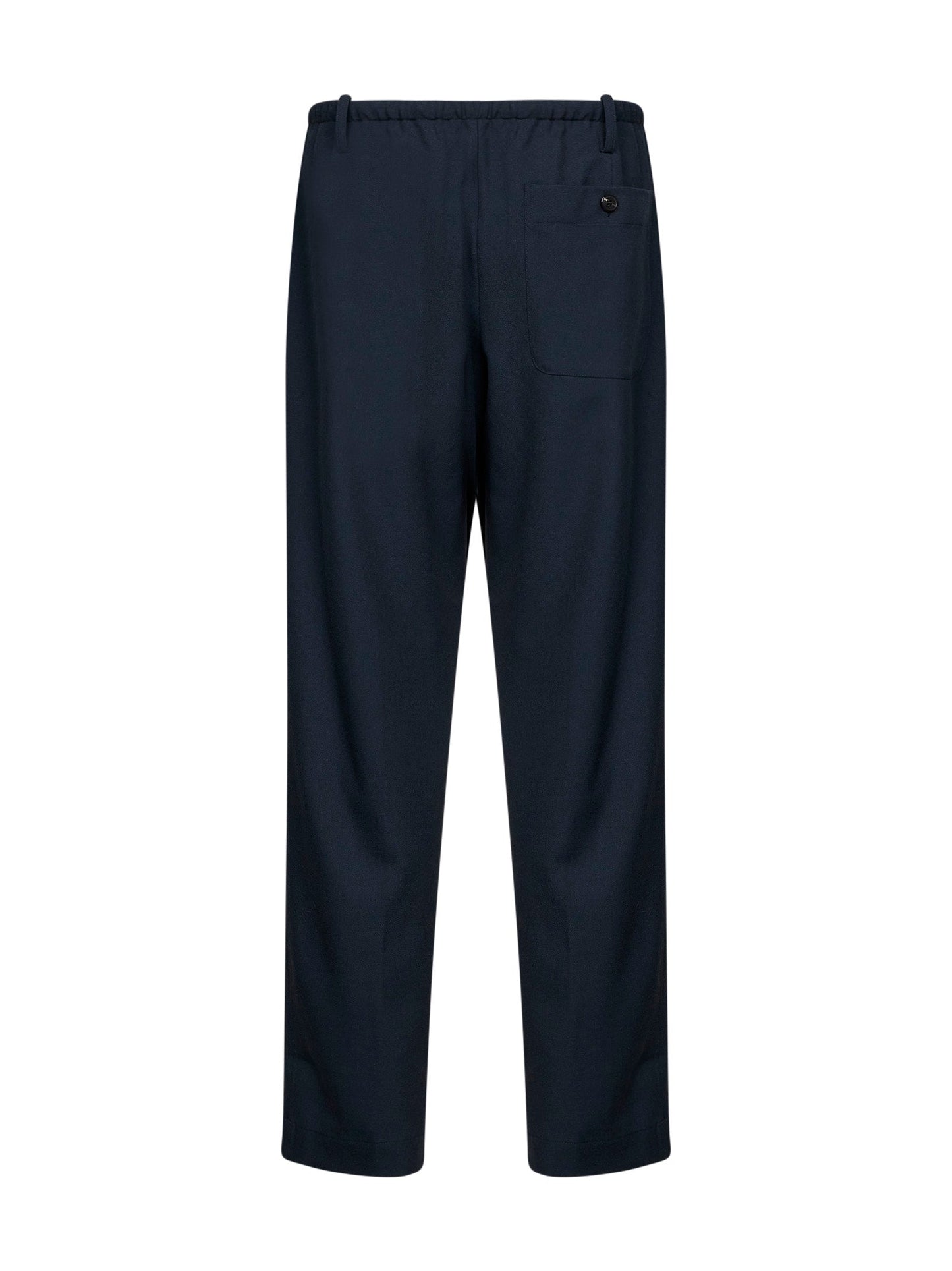 Dries Van Noten Men Navy Blue Wool Penny Straight-Leg Trousers DRIES VAN NOTEN