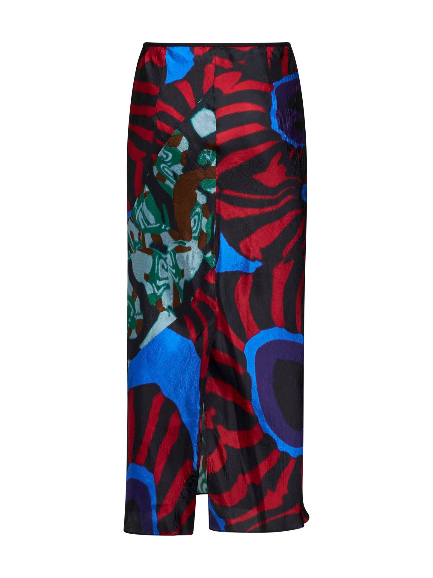 Dries Van Noten Women Red Marbled Clay-Print Twill Sati Midi Skirt DRIES VAN NOTEN
