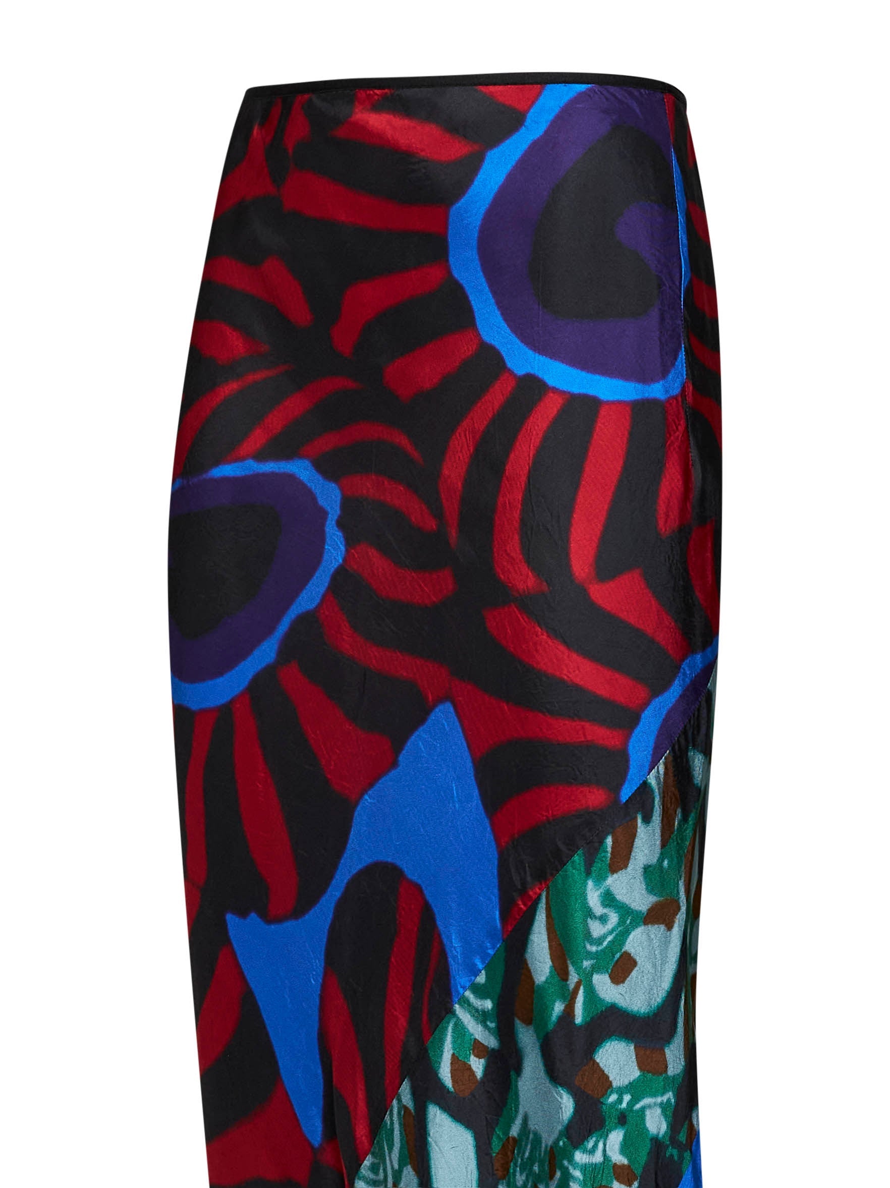 Dries Van Noten Women Red Marbled Clay-Print Twill Sati Midi Skirt DRIES VAN NOTEN