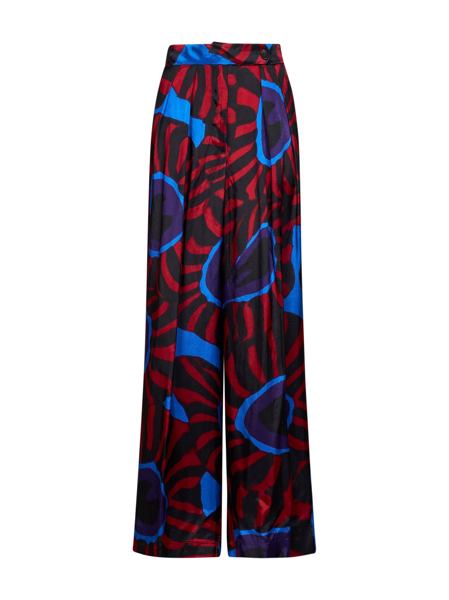Dries Van Noten Women Red Marbled Clay-Print Twill Pamplona Wide Trousers DRIES VAN NOTEN