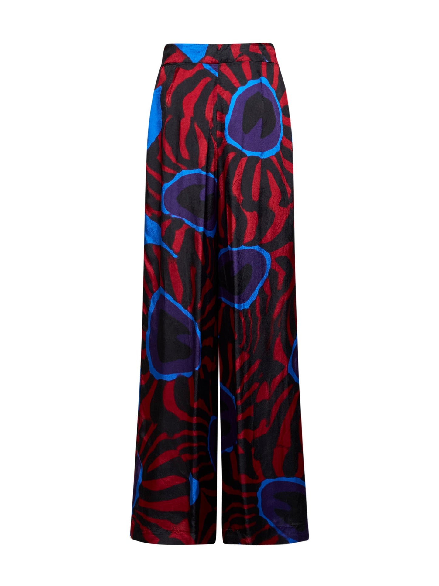 Dries Van Noten Women Red Marbled Clay-Print Twill Pamplona Wide Trousers DRIES VAN NOTEN