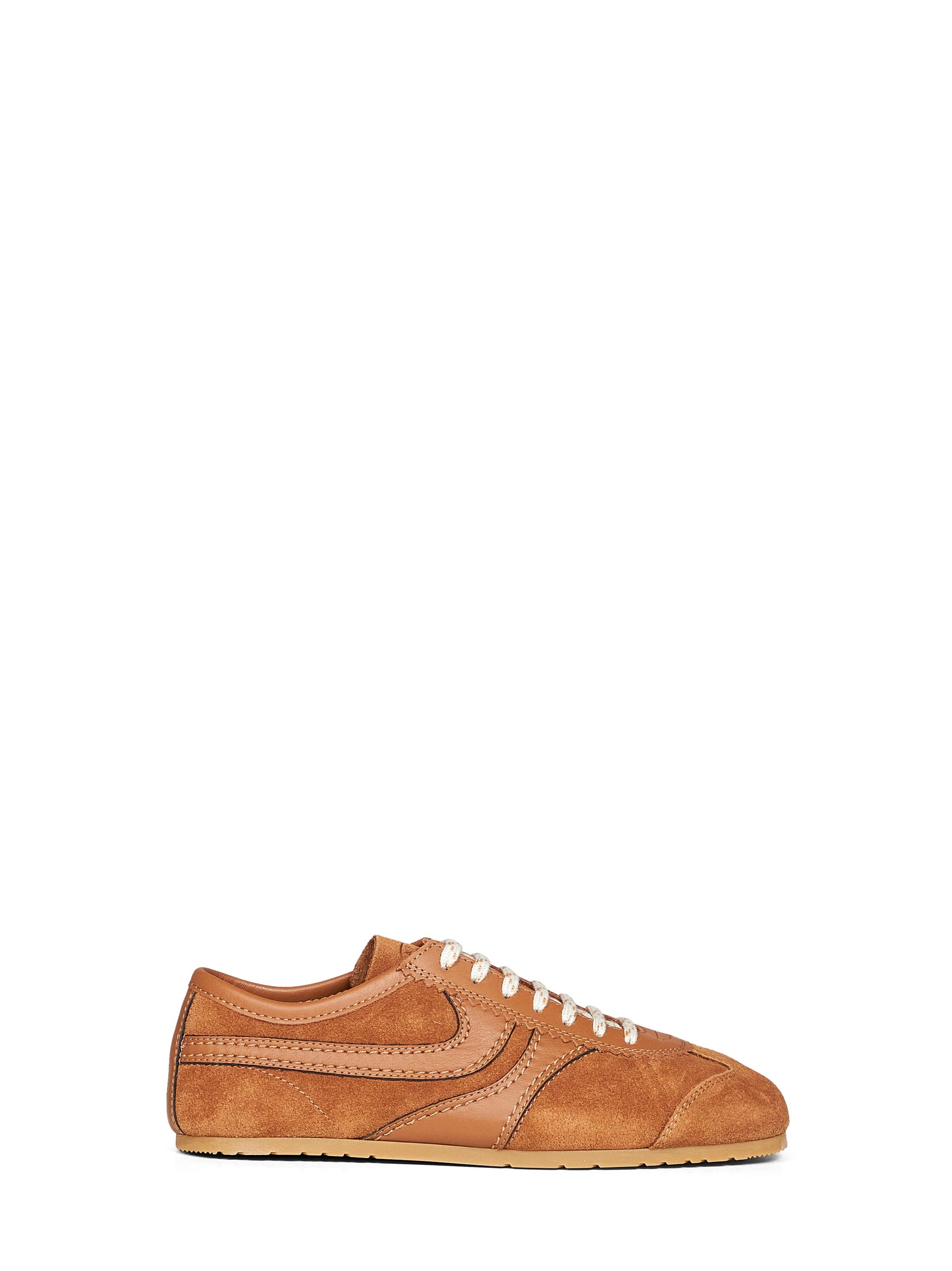 Dries Van Noten Women Tan Suede Sneakers With Leather Details DRIES VAN NOTEN