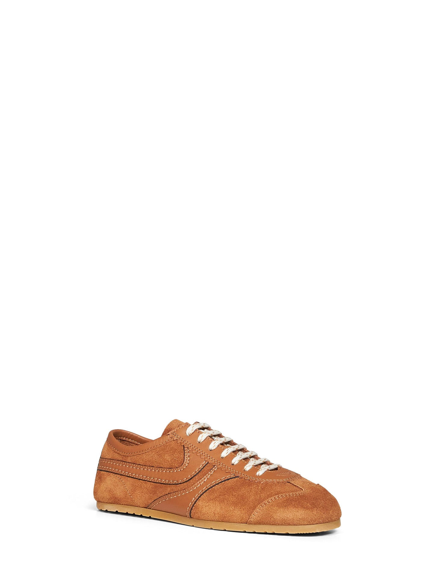 Dries Van Noten Women Tan Suede Sneakers With Leather Details DRIES VAN NOTEN