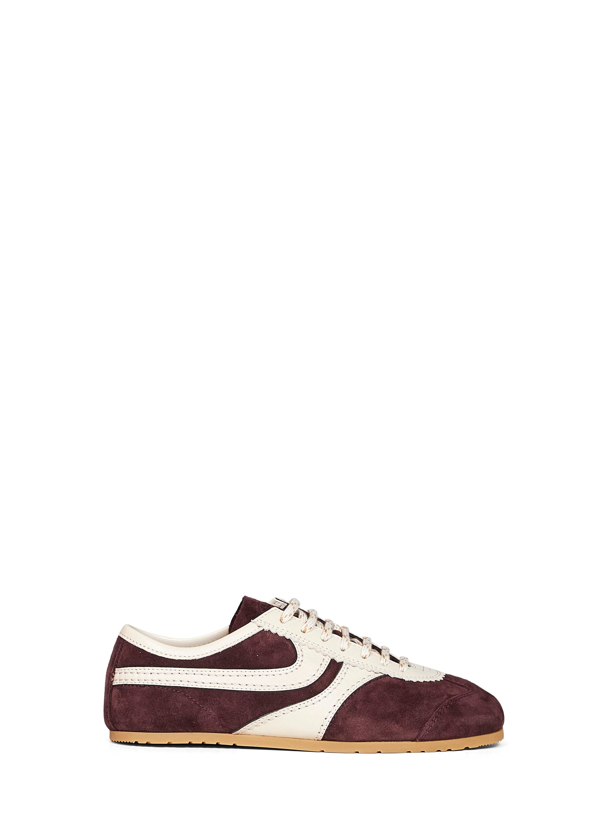 Dries Van Noten Women Dark Purple Suede Sneakers With Leather Details DRIES VAN NOTEN
