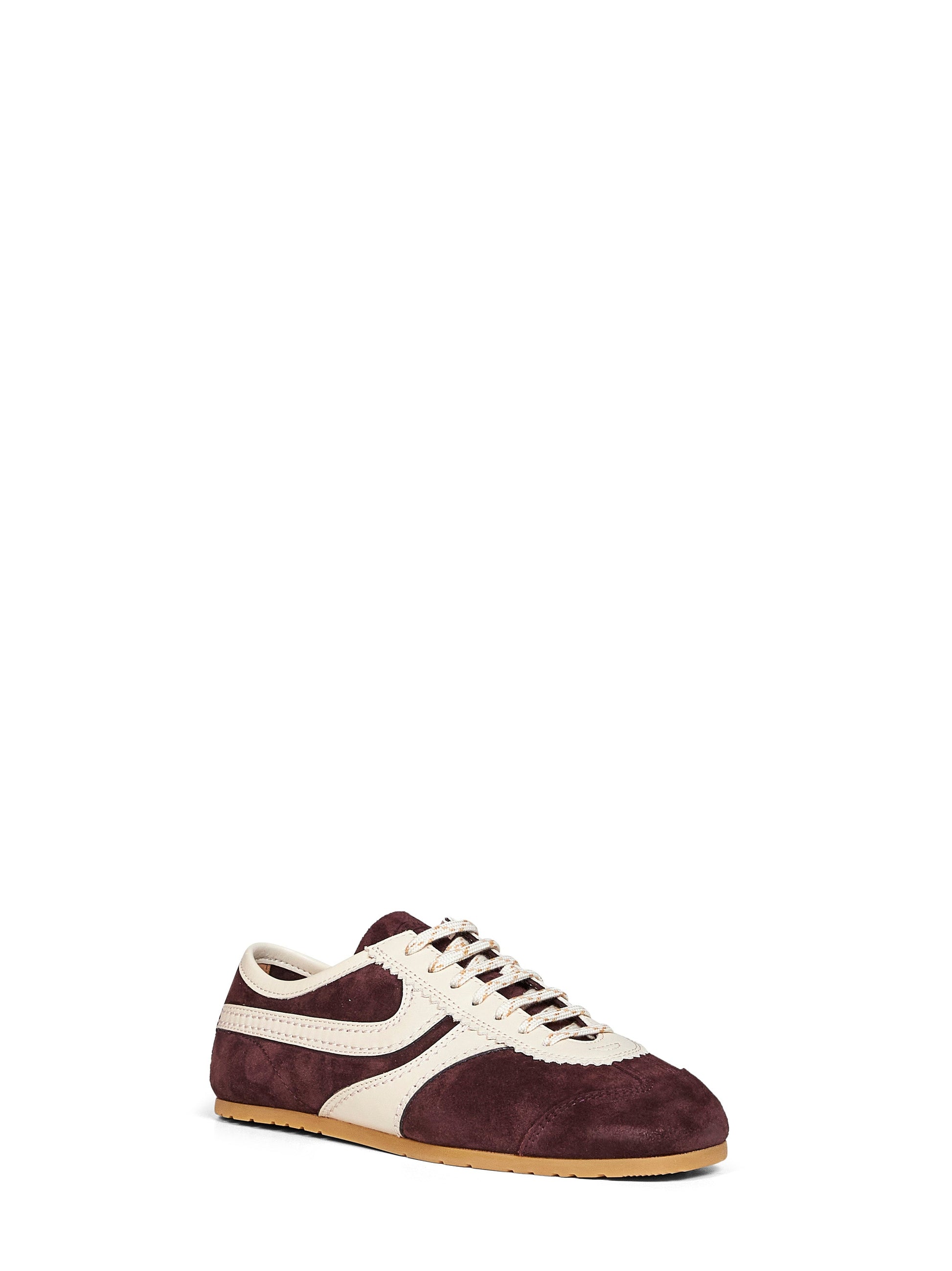 Dries Van Noten Women Dark Purple Suede Sneakers With Leather Details DRIES VAN NOTEN