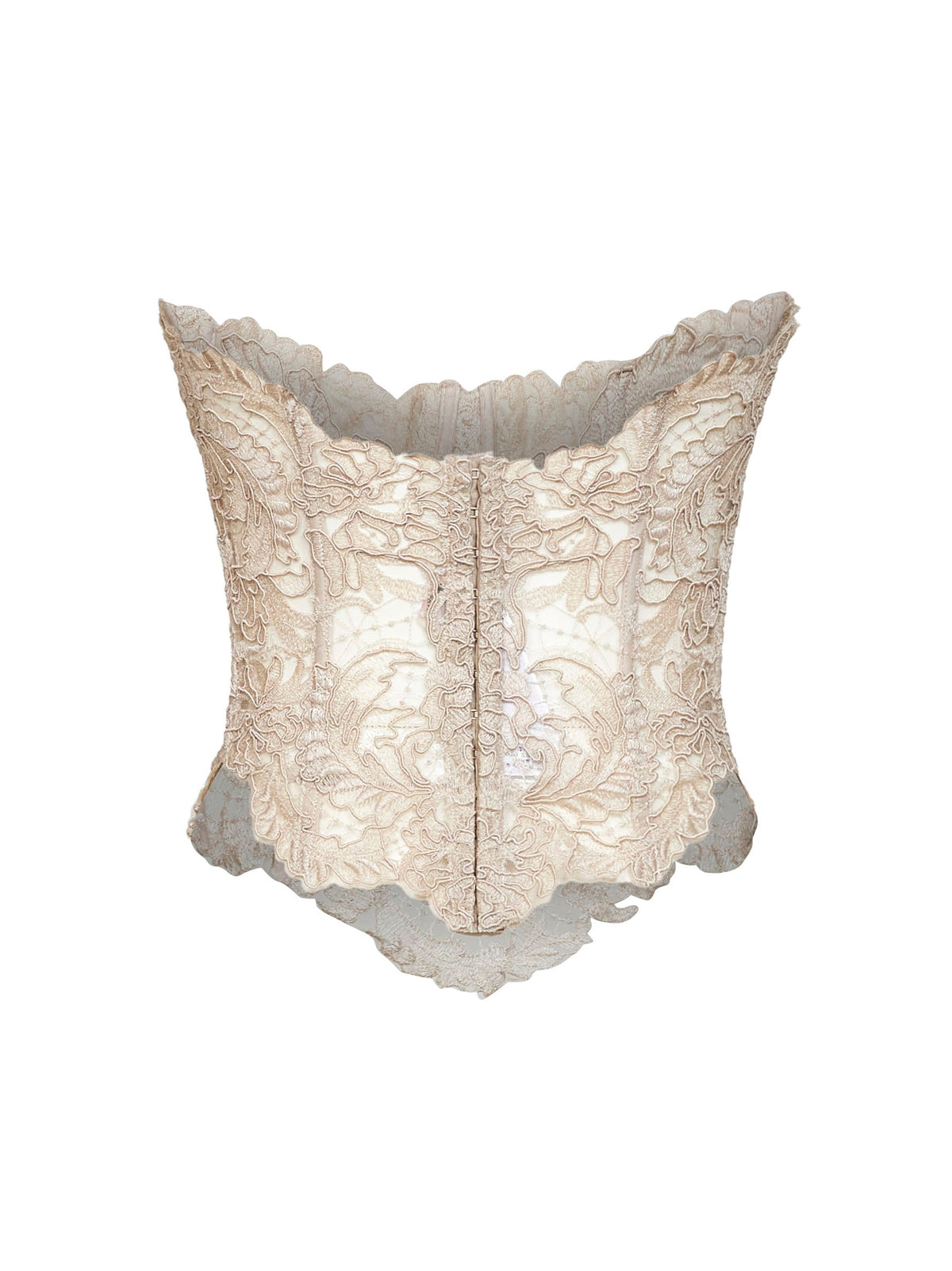 Ermanno Scervino Women Beige Embroidered Tulle And Rebrodé Lace Bustier Top ERMANO SCERVINO