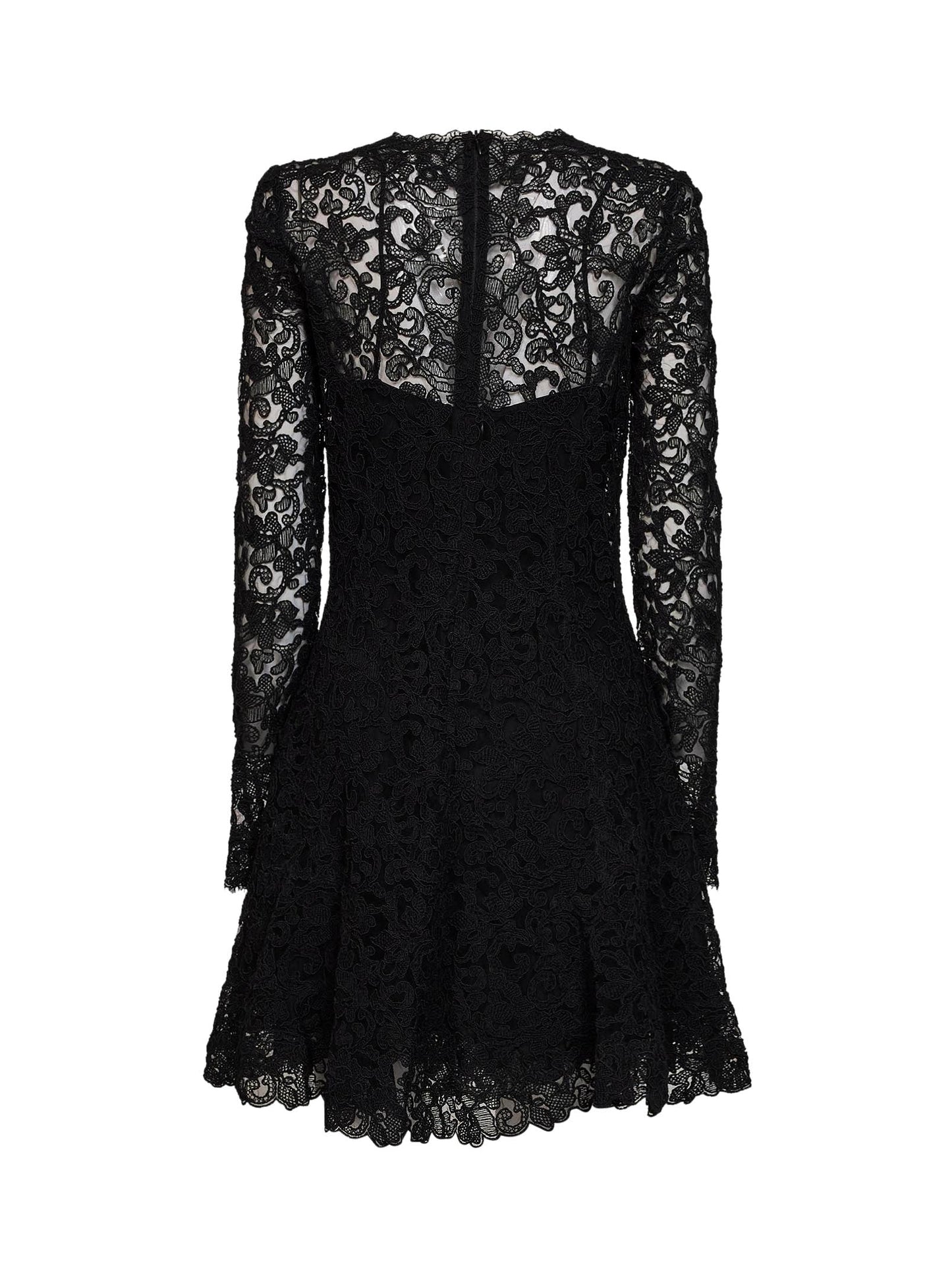 Ermanno Scervino Women Black Rebrodé Lace Flared Mini Dress ERMANO SCERVINO