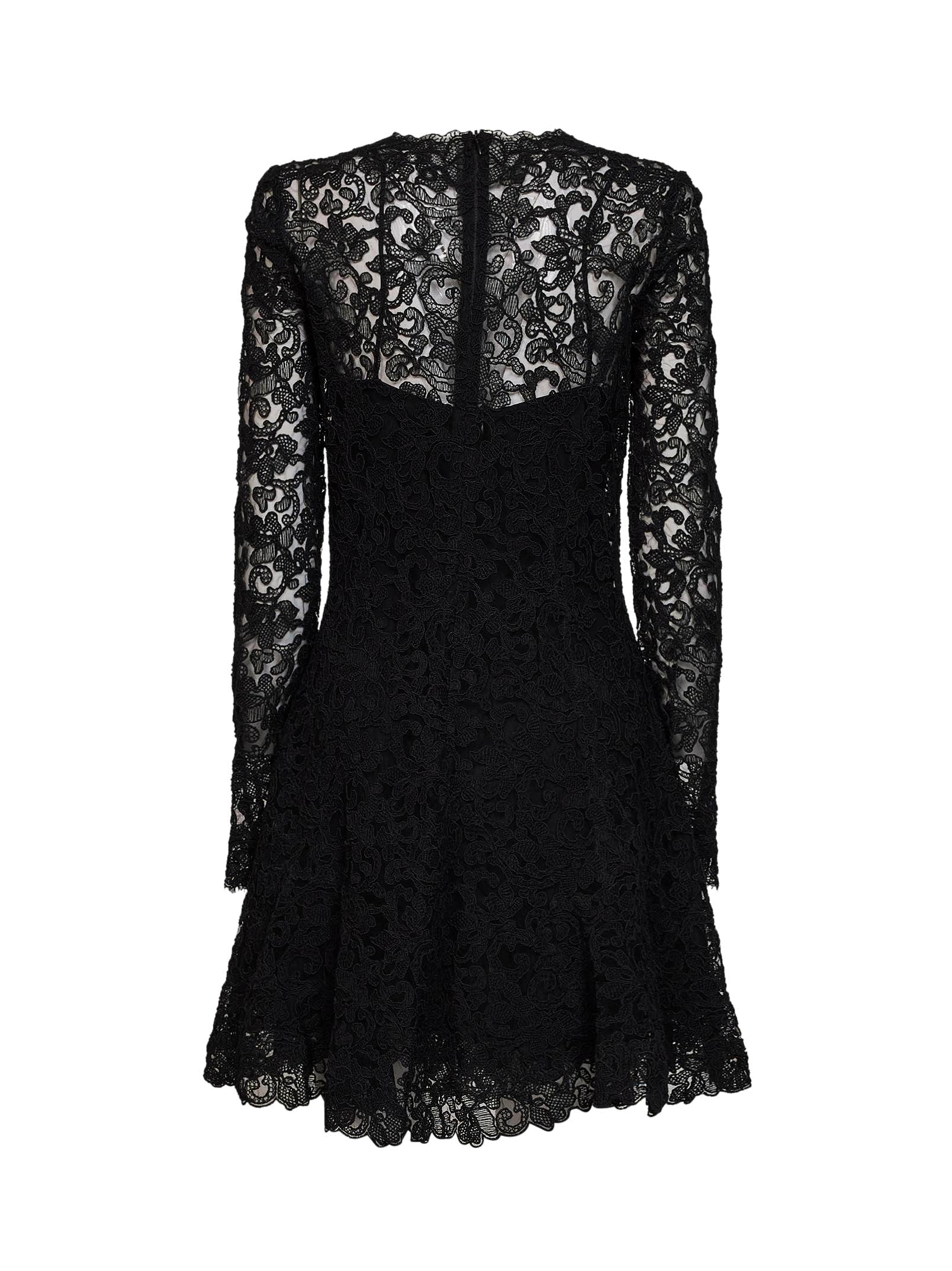 Ermanno Scervino Women Black Rebrodé Lace Flared Mini Dress ERMANO SCERVINO