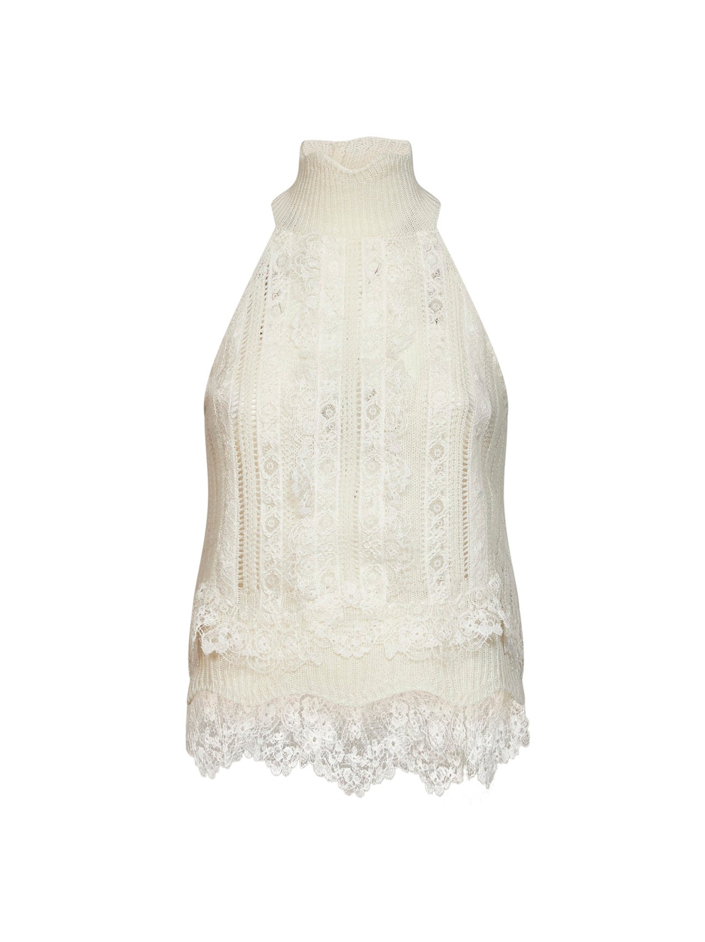 Ermanno Scervino Women Pink Cashmere Knit And Valencienne Lace Top ERMANO SCERVINO