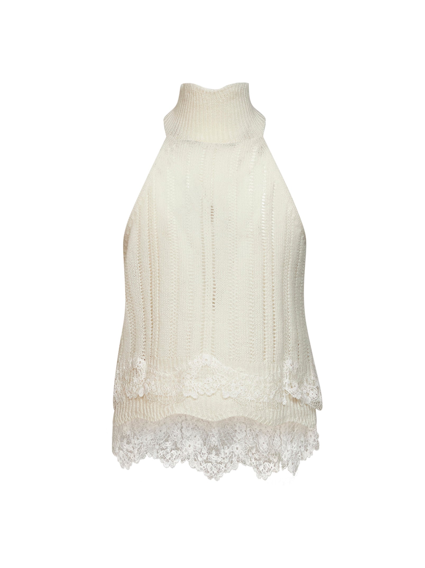 Ermanno Scervino Women Pink Cashmere Knit And Valencienne Lace Top ERMANO SCERVINO