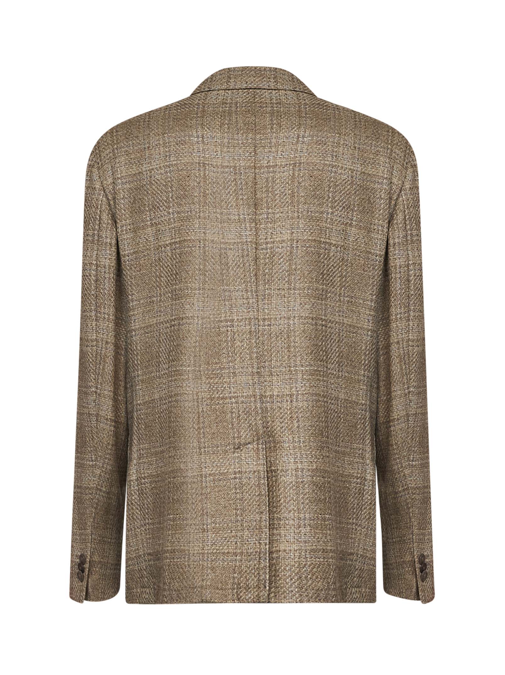 Etro Men Beige Prince Of Wales Wool Single-Breasted Blazer ETRO