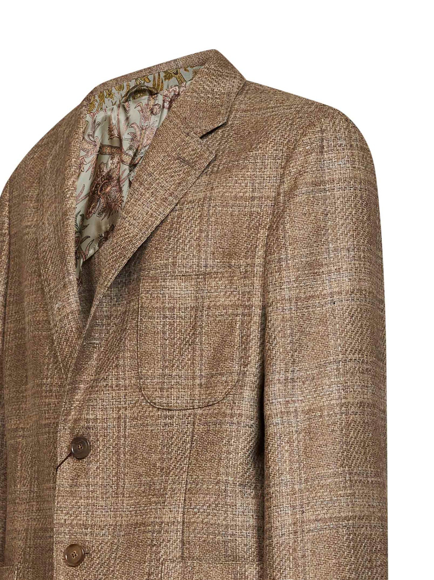 Etro Men Beige Prince Of Wales Wool Single-Breasted Blazer ETRO