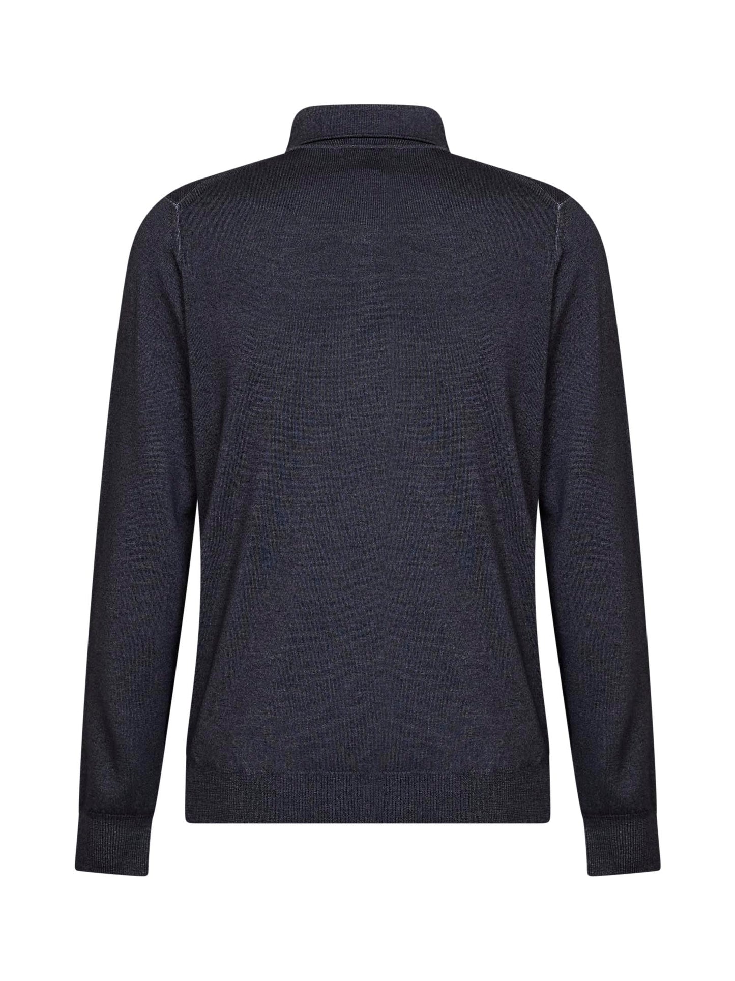 Etro Men Indigo Two-Tone Wool Knit Logo-Embroidered Polo Shirt ETRO