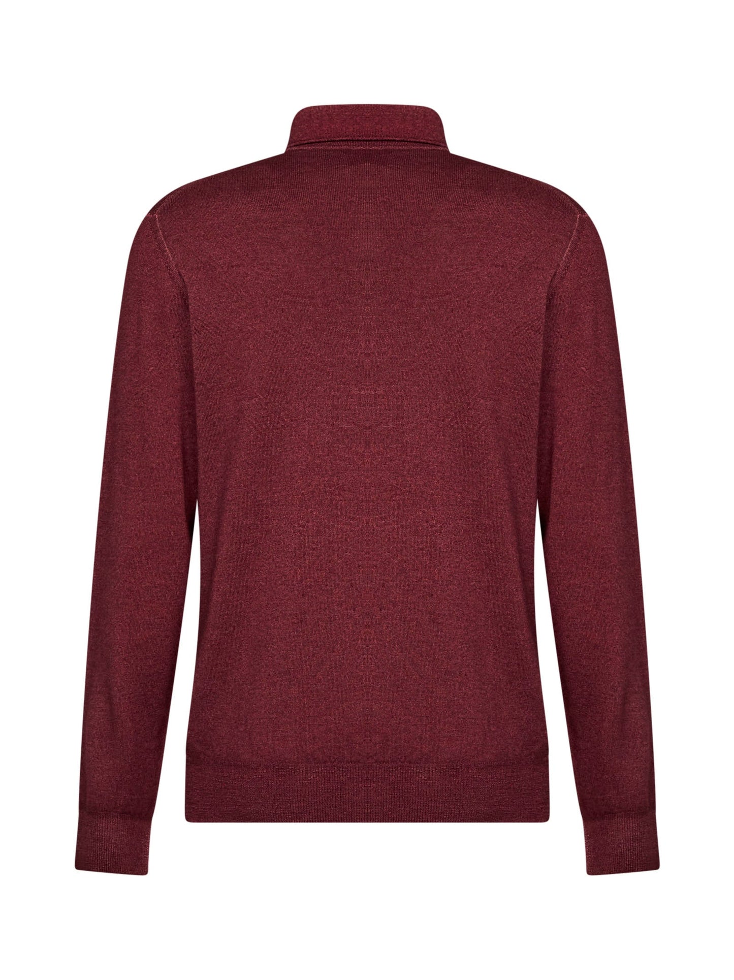 Etro Men Burgundy Two-Tone Wool Knit Logo-Embroidered Polo Shirt ETRO