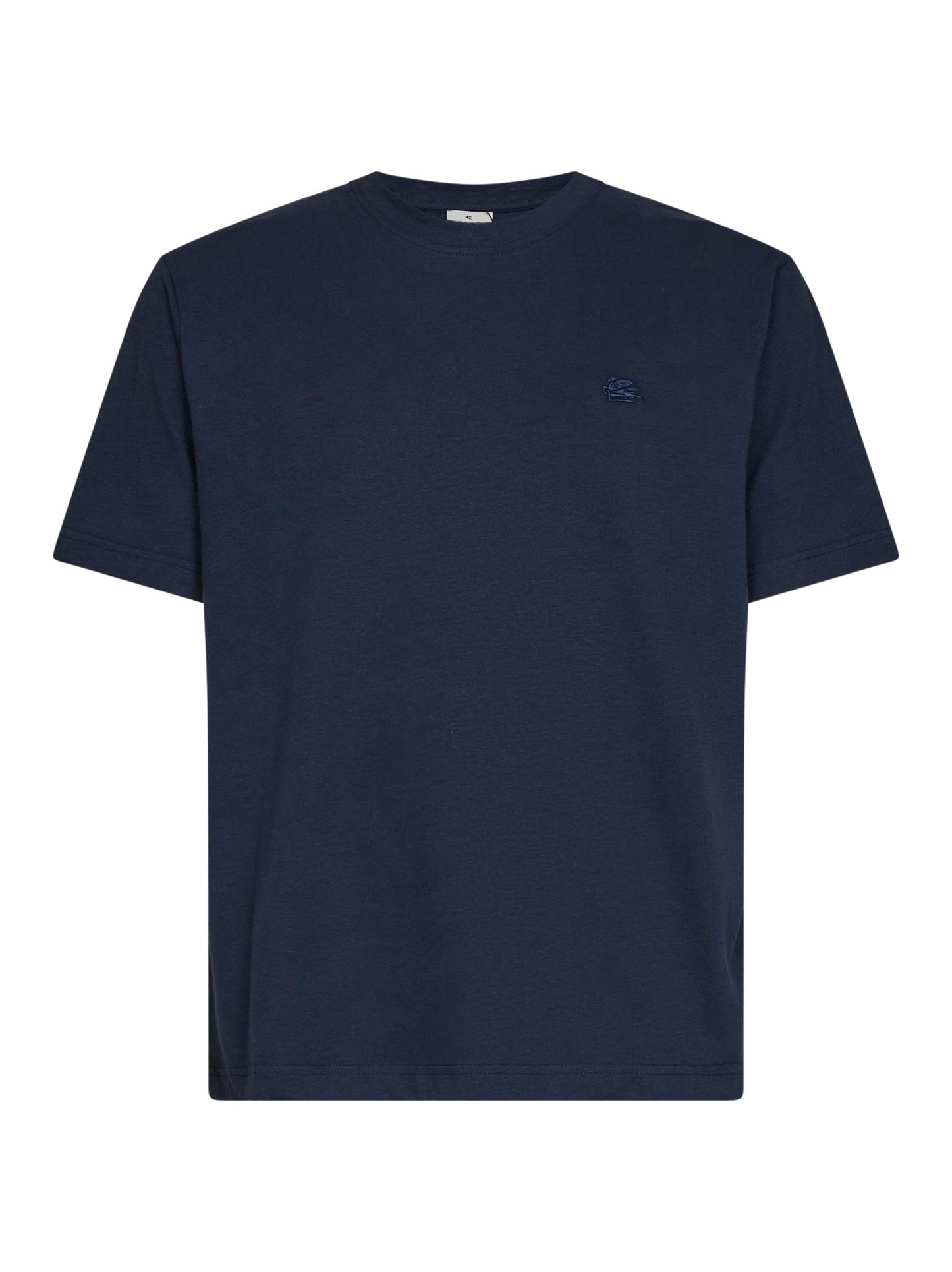 Etro Men Navy Blue Cotton Logo-Embroidered T-Shirt ETRO