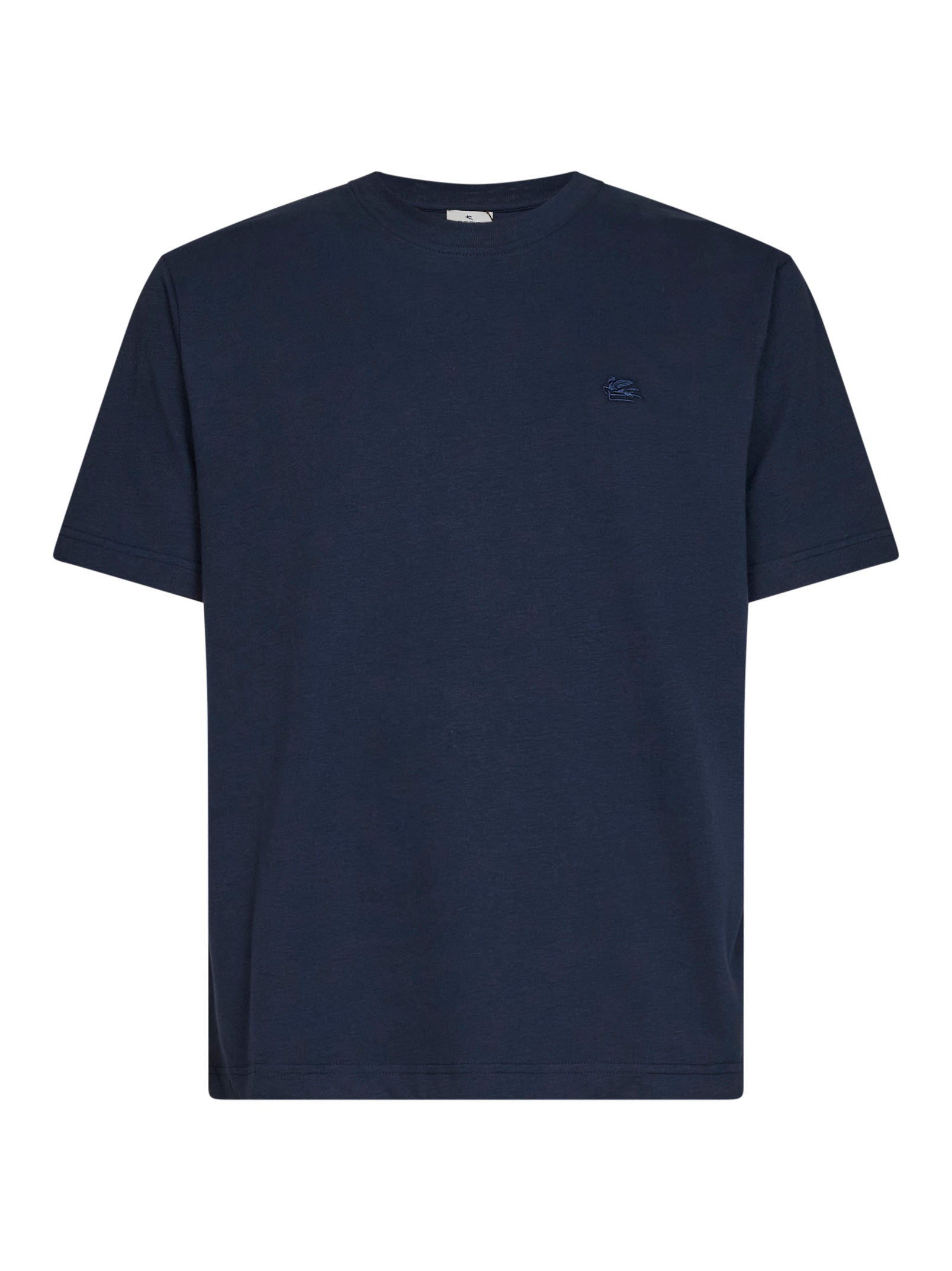 Etro Men Navy Blue Cotton Logo-Embroidered T-Shirt ETRO