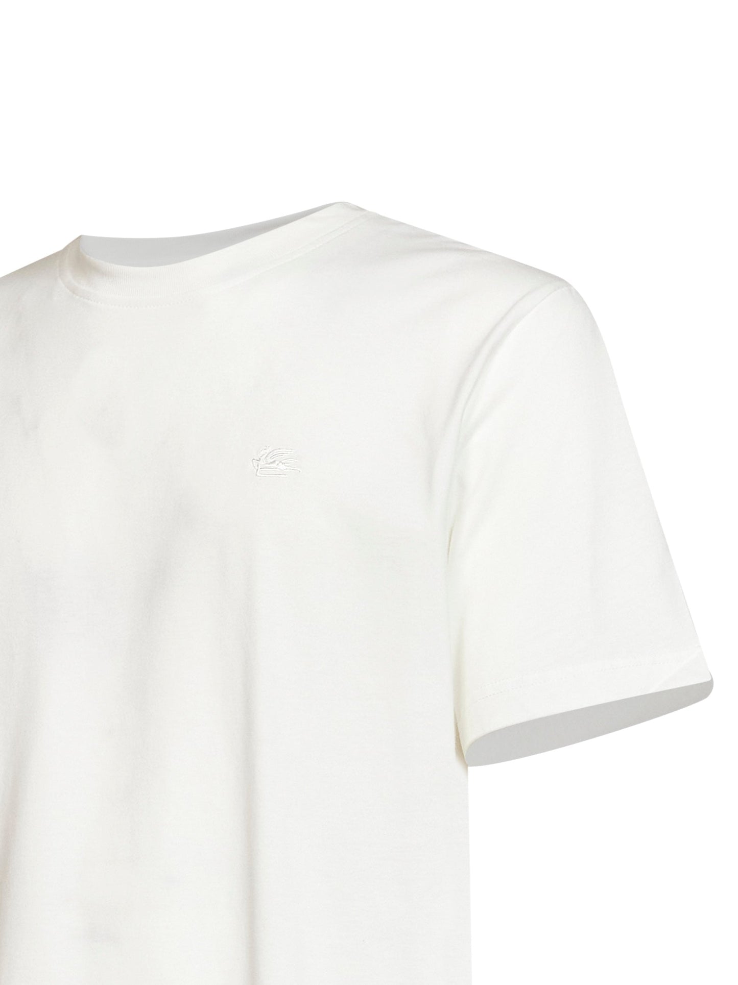 Etro Men Beige Cotton Logo-Embroidered T-Shirt ETRO