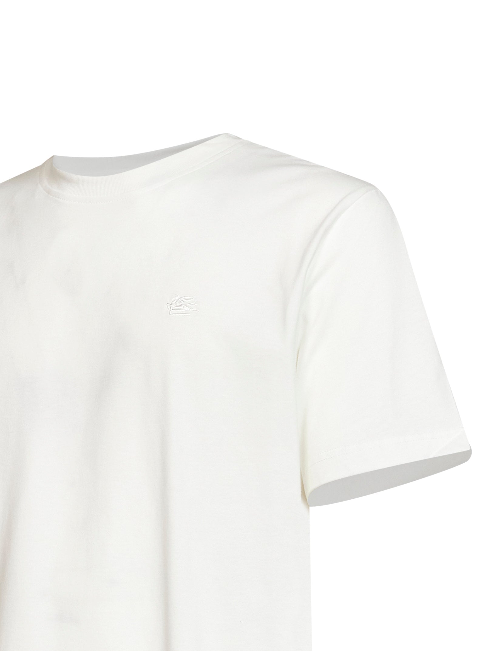 Etro Men Beige Cotton Logo-Embroidered T-Shirt ETRO