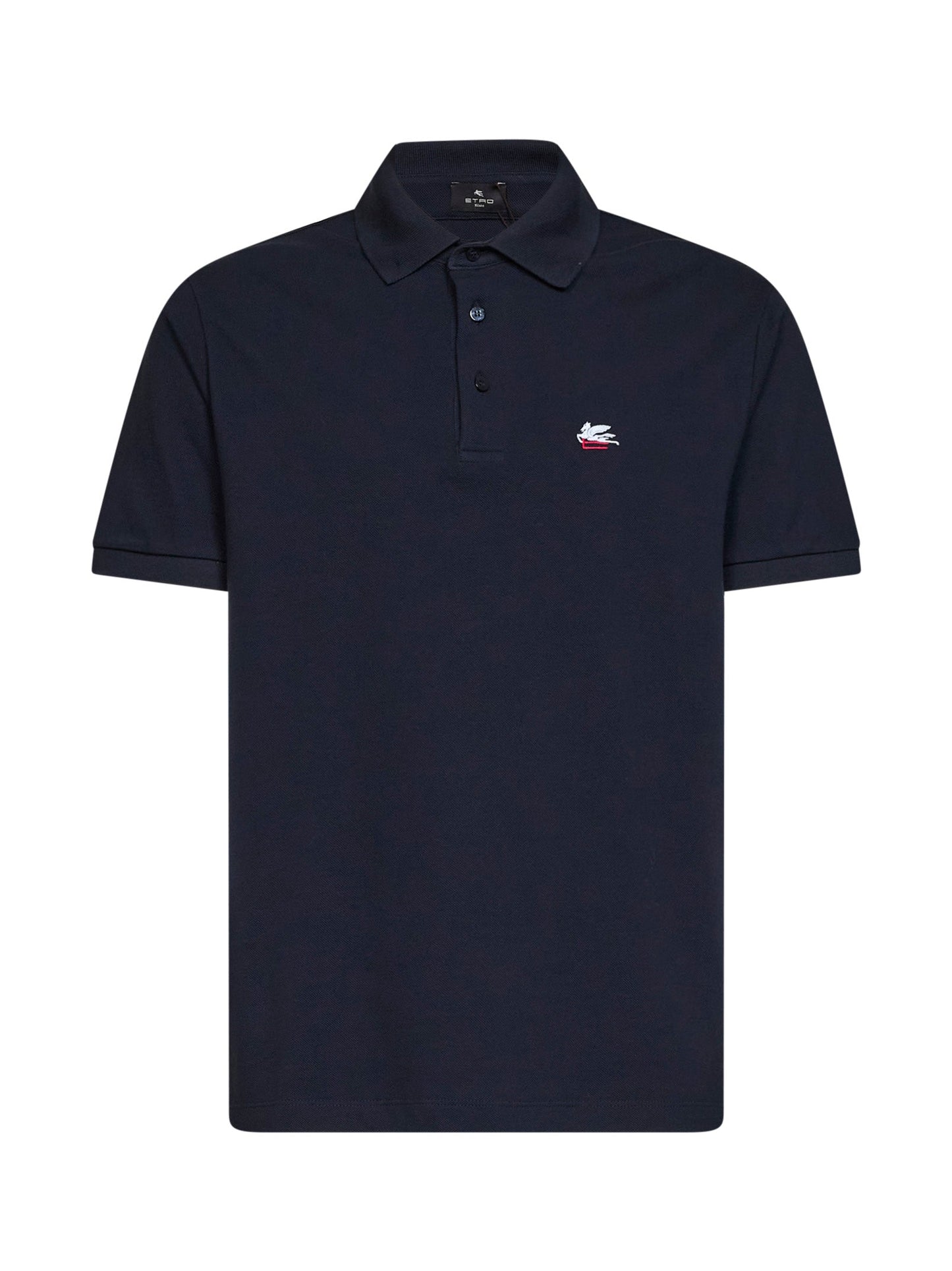 Etro Men Navy Blue Cotton Piqué Pegaso-Embroidered Polo Shirt ETRO