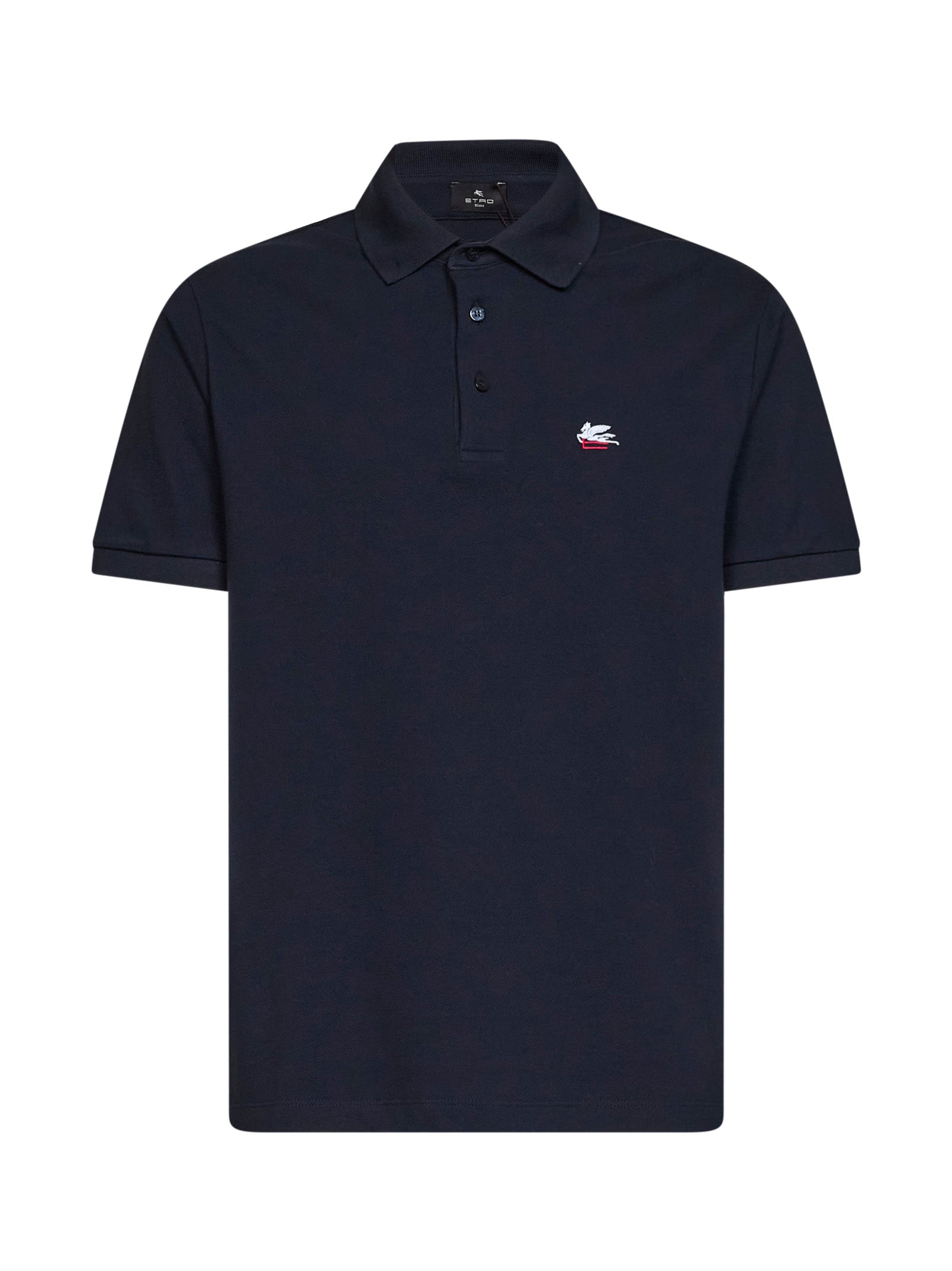 Etro Men Navy Blue Cotton Piqué Pegaso-Embroidered Polo Shirt ETRO