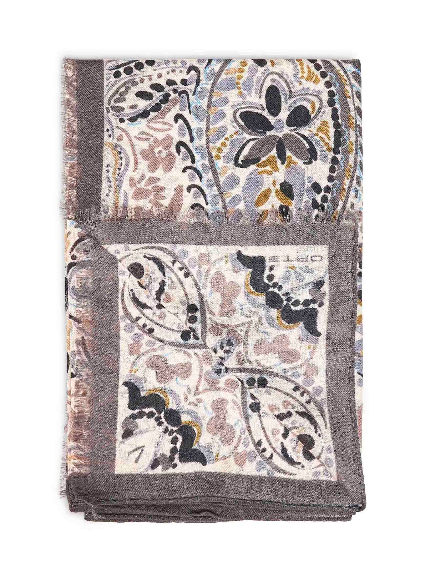Etro Women Beige Wool And Silk Scarf With Floral Paisley Pattern ETRO