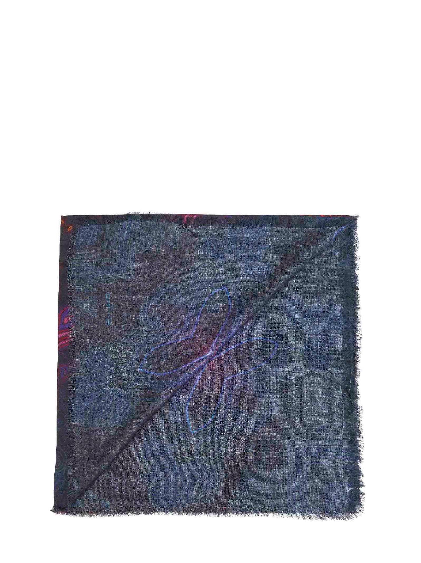 Etro Women Blue Modal And Cashmere Shawl With Dégradé Pattern ETRO