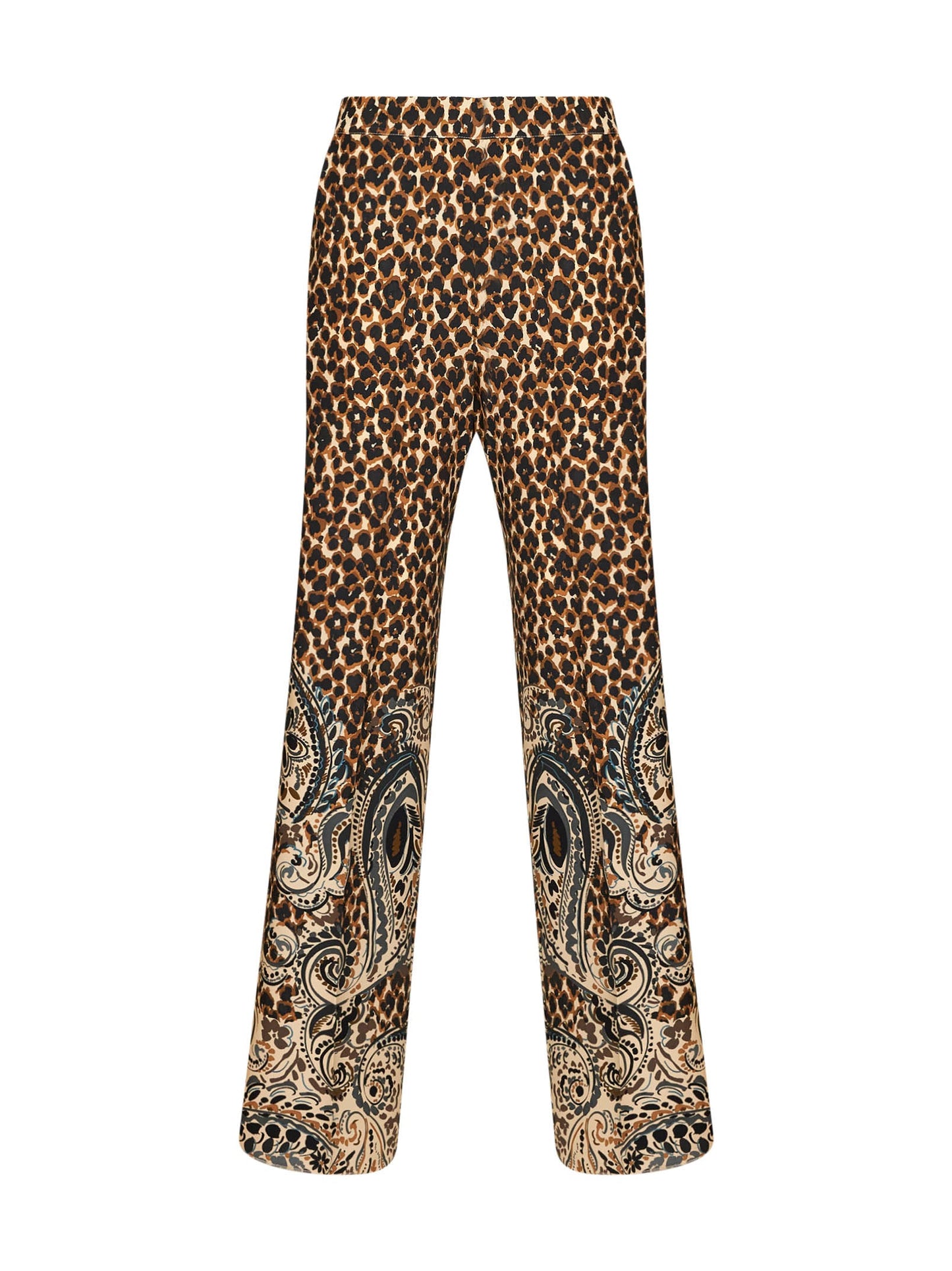 Etro Women Beige Silk Crêpe De Chine Printed Trousers ETRO