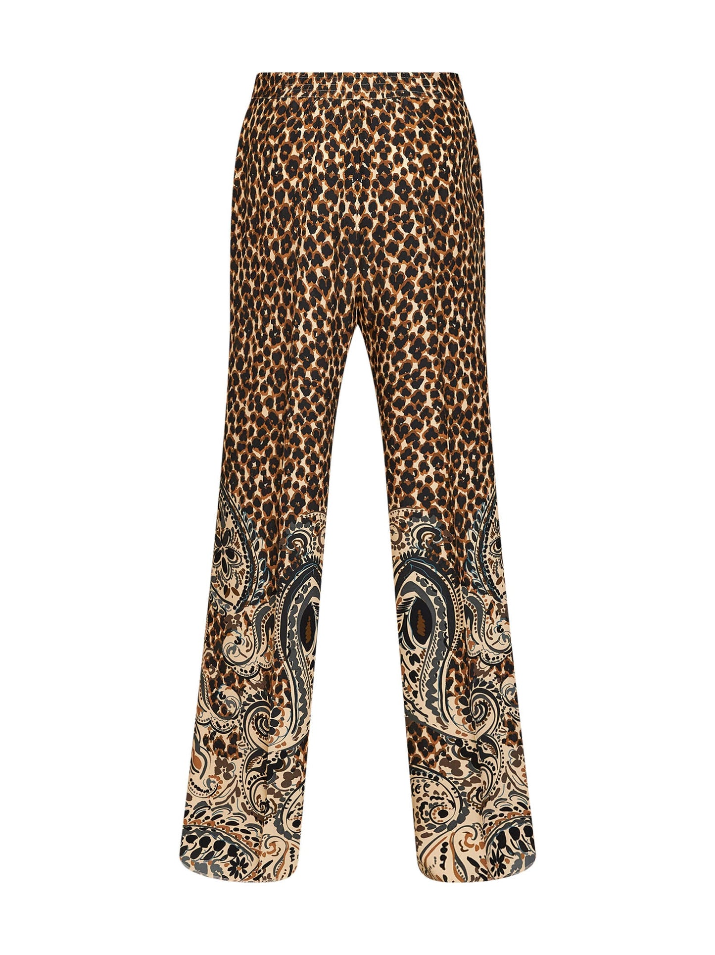 Etro Women Beige Silk Crêpe De Chine Printed Trousers ETRO