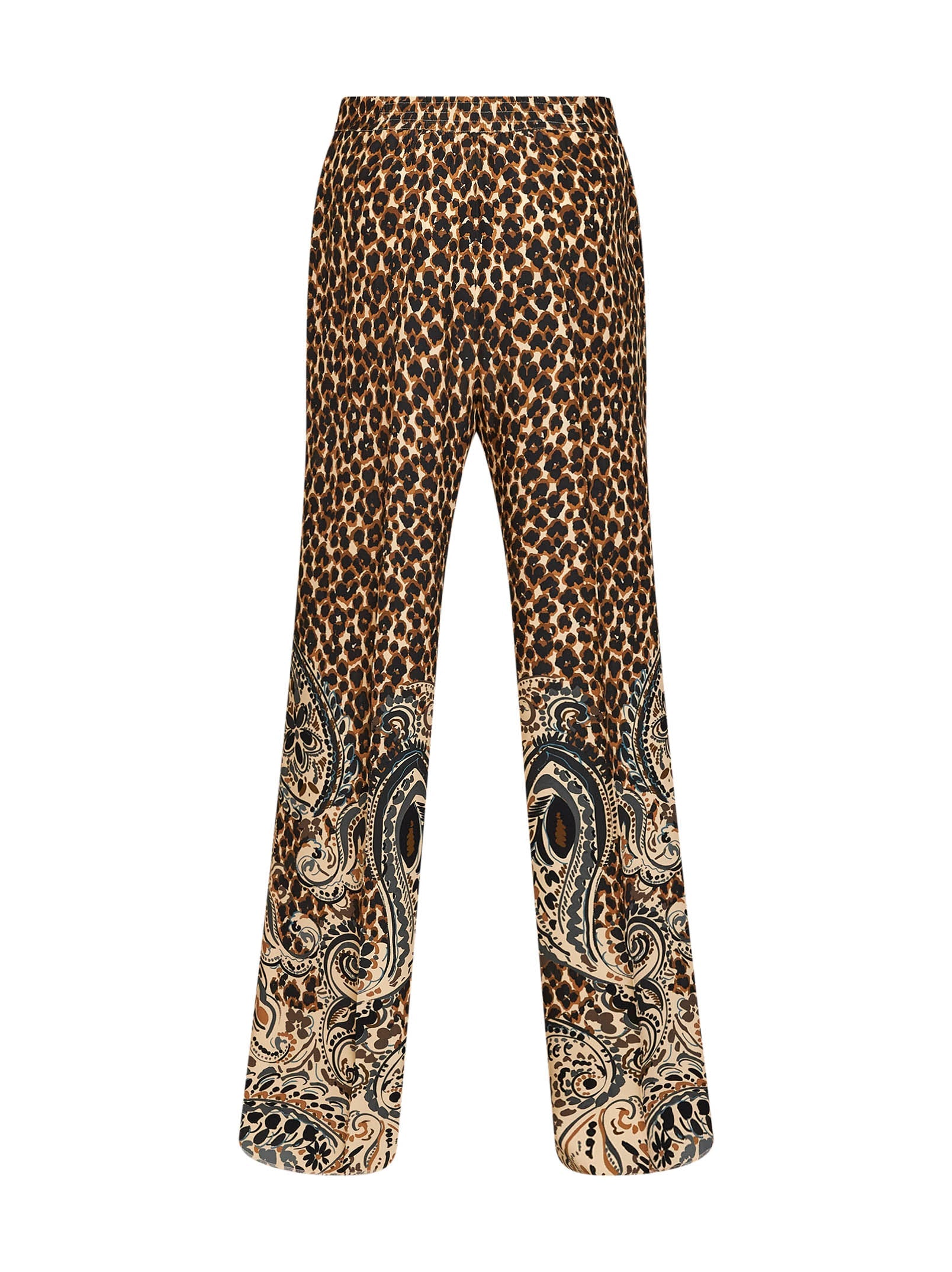 Etro Women Beige Silk Crêpe De Chine Printed Trousers ETRO