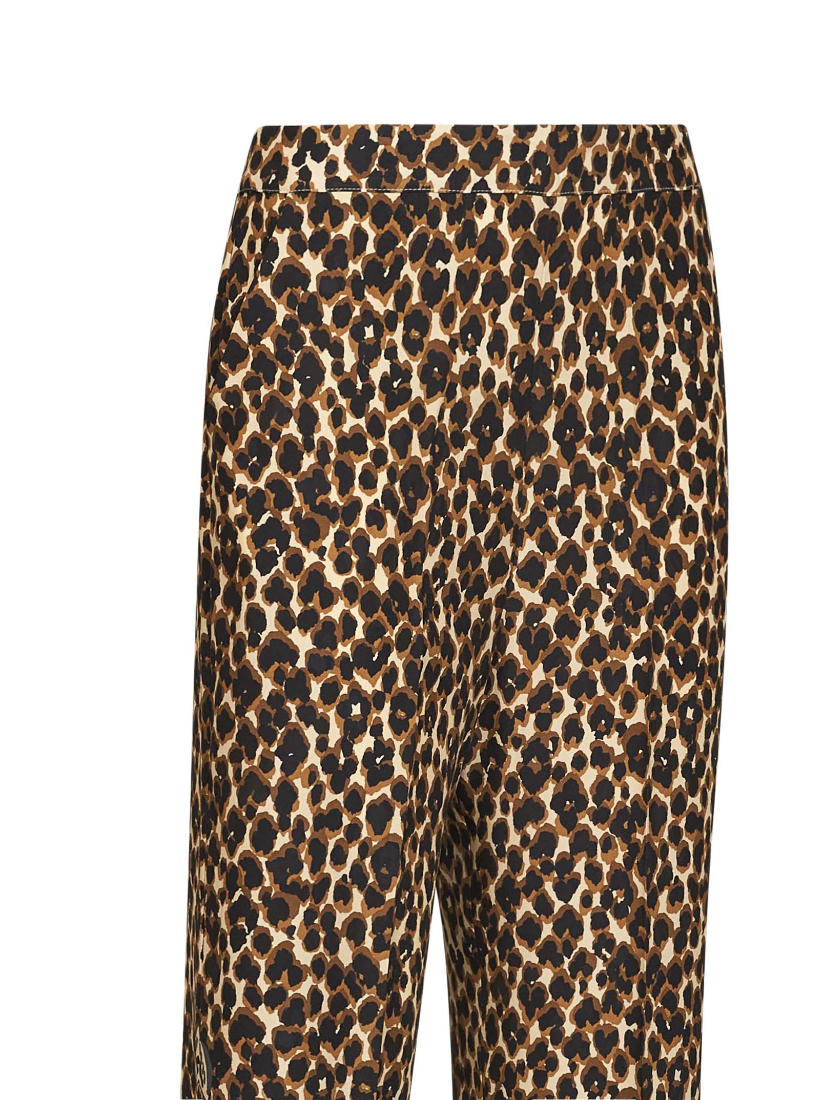 Etro Women Beige Silk Crêpe De Chine Printed Trousers ETRO
