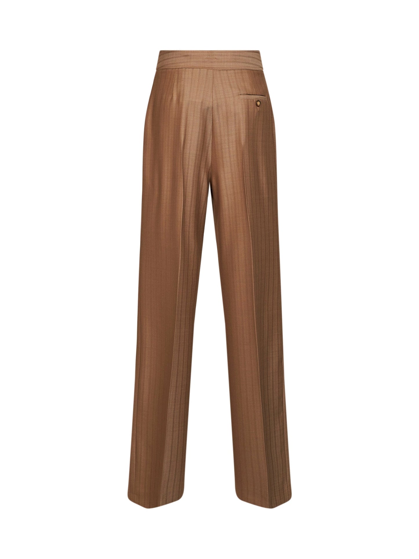 Etro Women Camel Striped Wool Jacquard Double-Pleat Trousers ETRO
