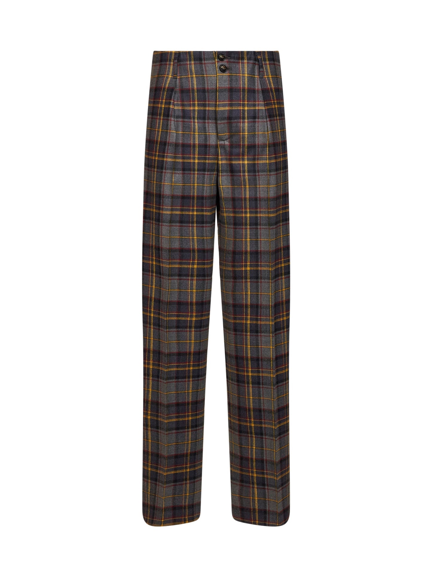 Etro Women Grey Check-Pattern Stretch Wool Trousers ETRO