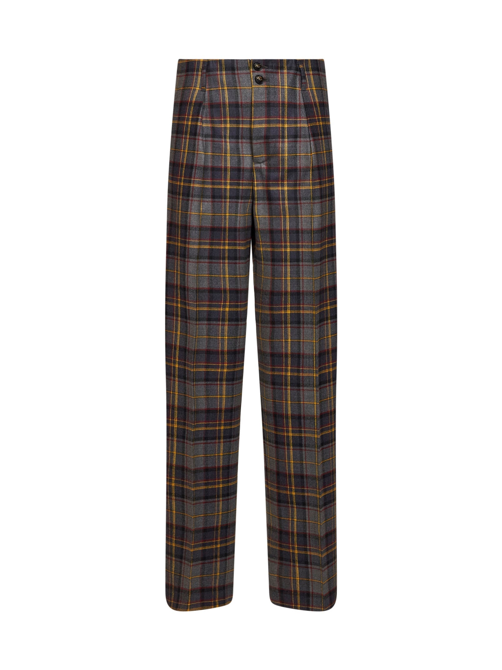 Etro Women Grey Check-Pattern Stretch Wool Trousers ETRO