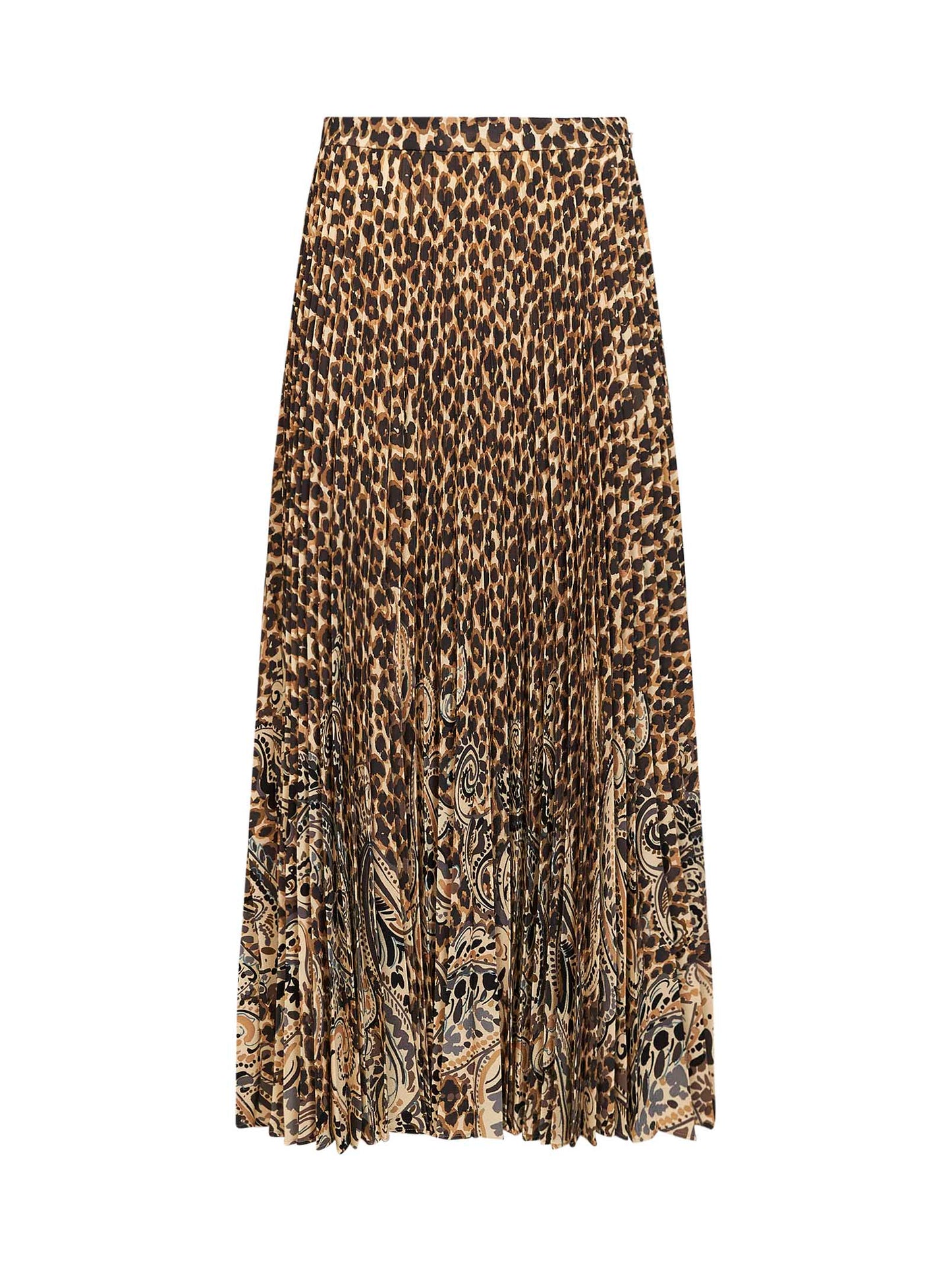 Etro Women Beige Printed Stretch Sablé Long Pleated Skirt ETRO