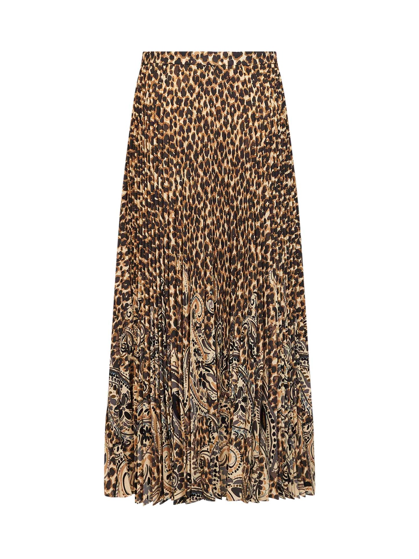 Etro Women Beige Printed Stretch Sablé Long Pleated Skirt ETRO