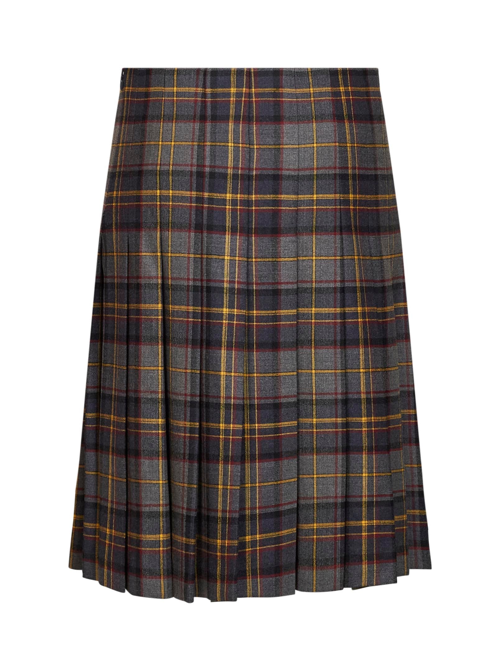Etro Women Grey Stretch Wool Plaid Pleated Short Skirt ETRO