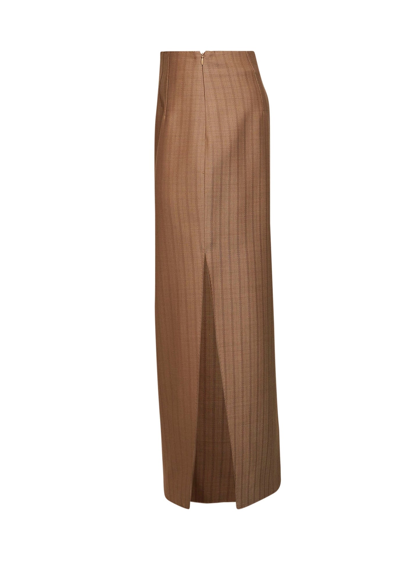 Etro Women Camel Striped Wool Jacquard Straight Midi Skirt ETRO