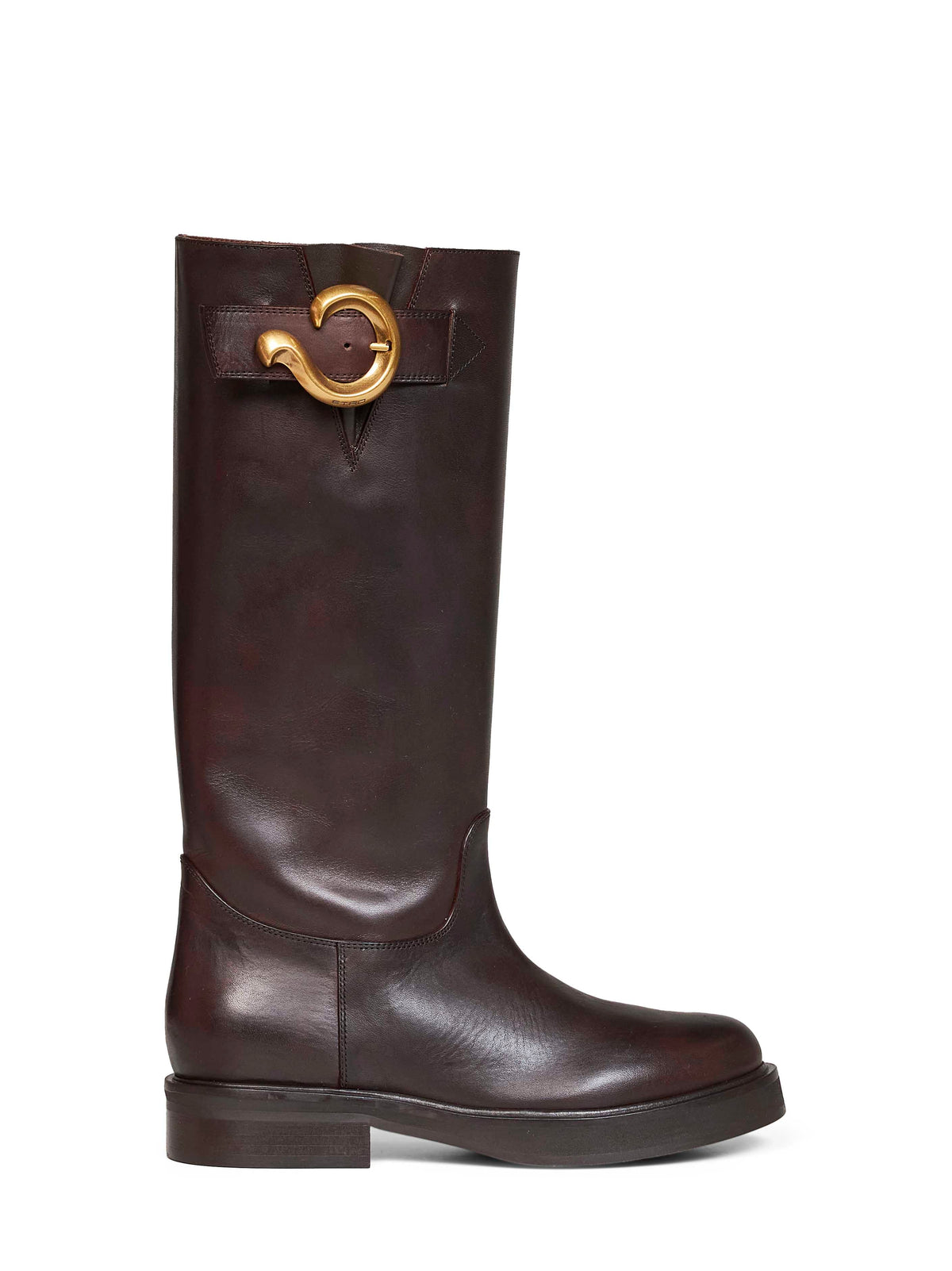 Etro Women Brown Leather High Boots With Paisley Buckle ETRO